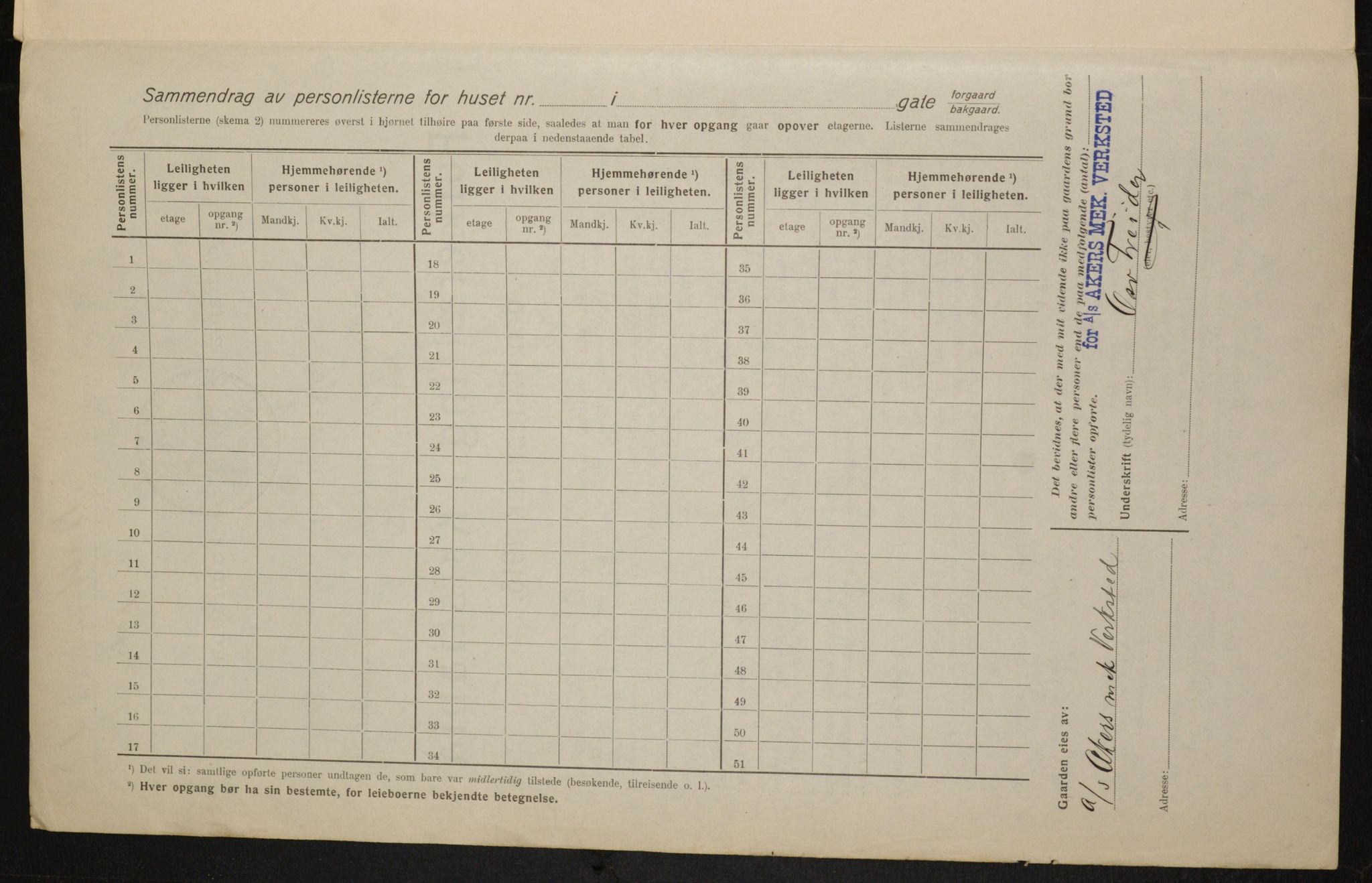 OBA, Municipal Census 1916 for Kristiania, 1916, p. 107206