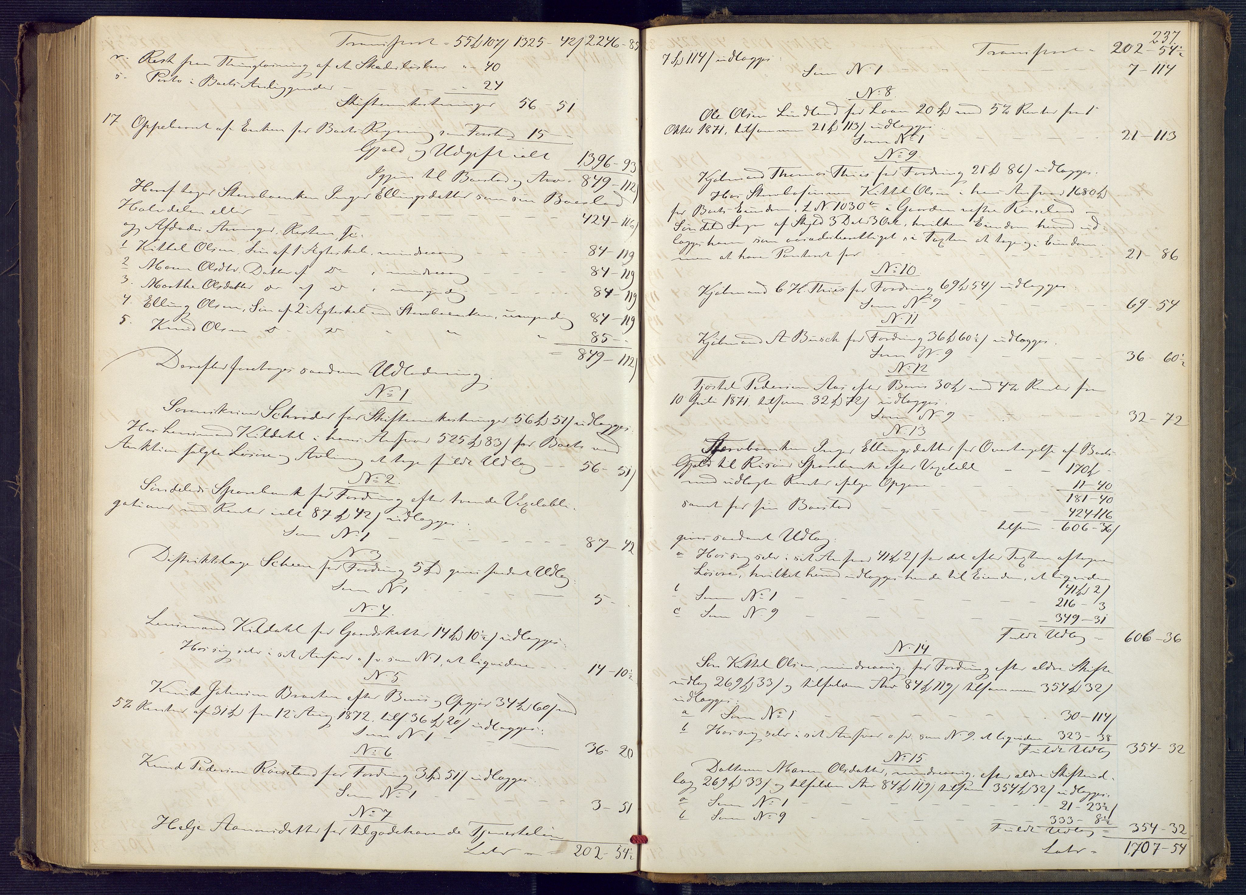 Holt sorenskriveri, SAK/1221-0002/H/Hc/L0031: Skifteutlodningsprotokoll nr. 6, 1869-1874, p. 236b-237a