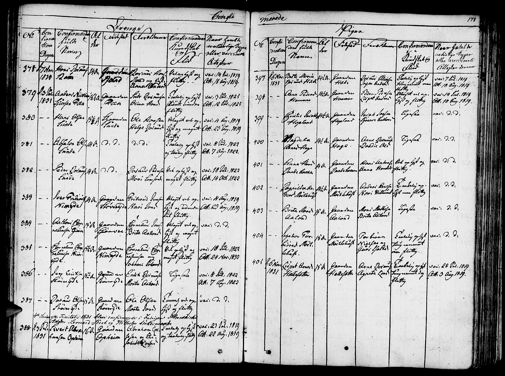 Innvik sokneprestembete, SAB/A-80501: Parish register (official) no. A 3, 1820-1832, p. 178