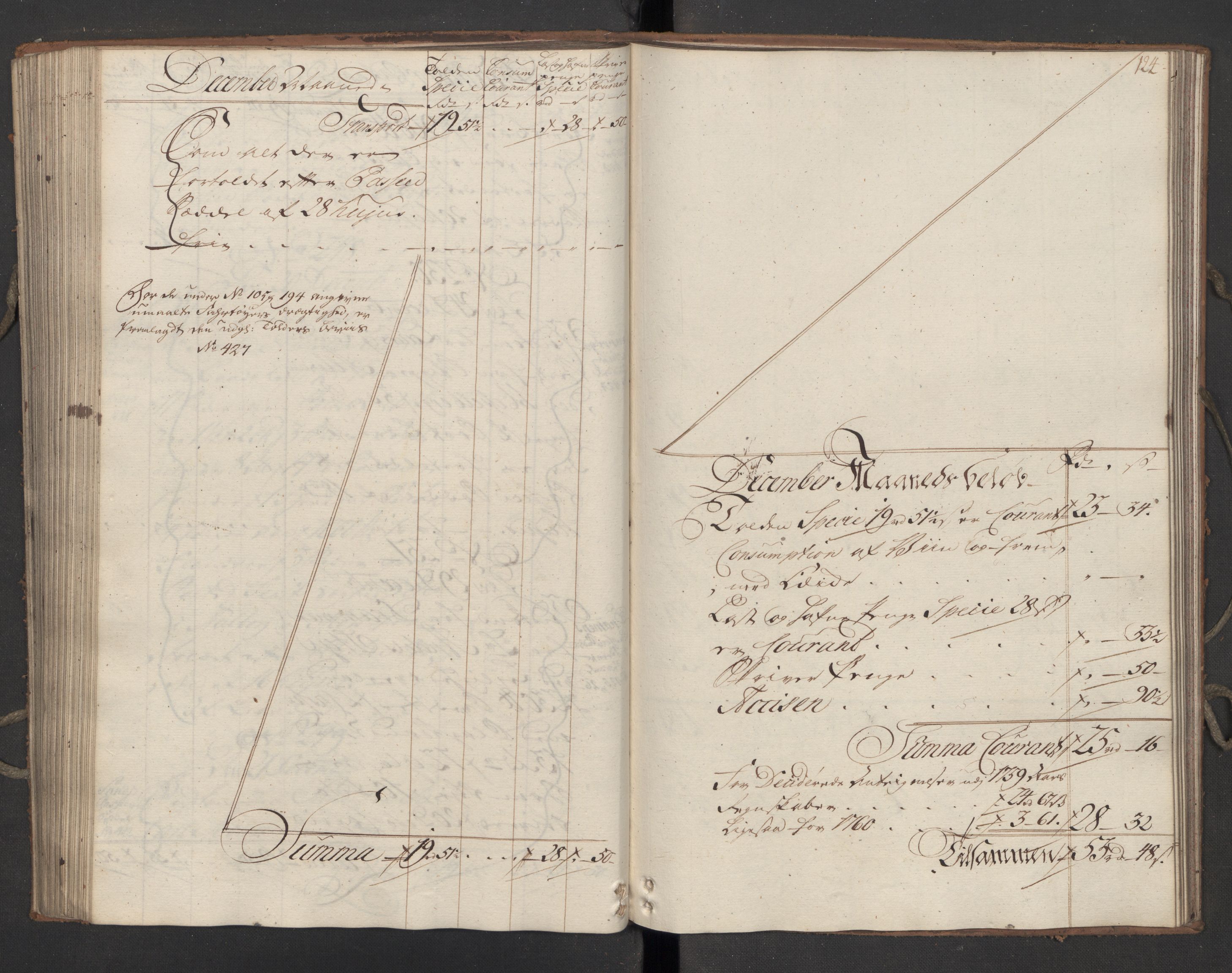 Generaltollkammeret, tollregnskaper, AV/RA-EA-5490/R09/L0033/0001: Tollregnskaper Holmestrand / Inngående hovedtollbok, 1762, p. 123b-124a