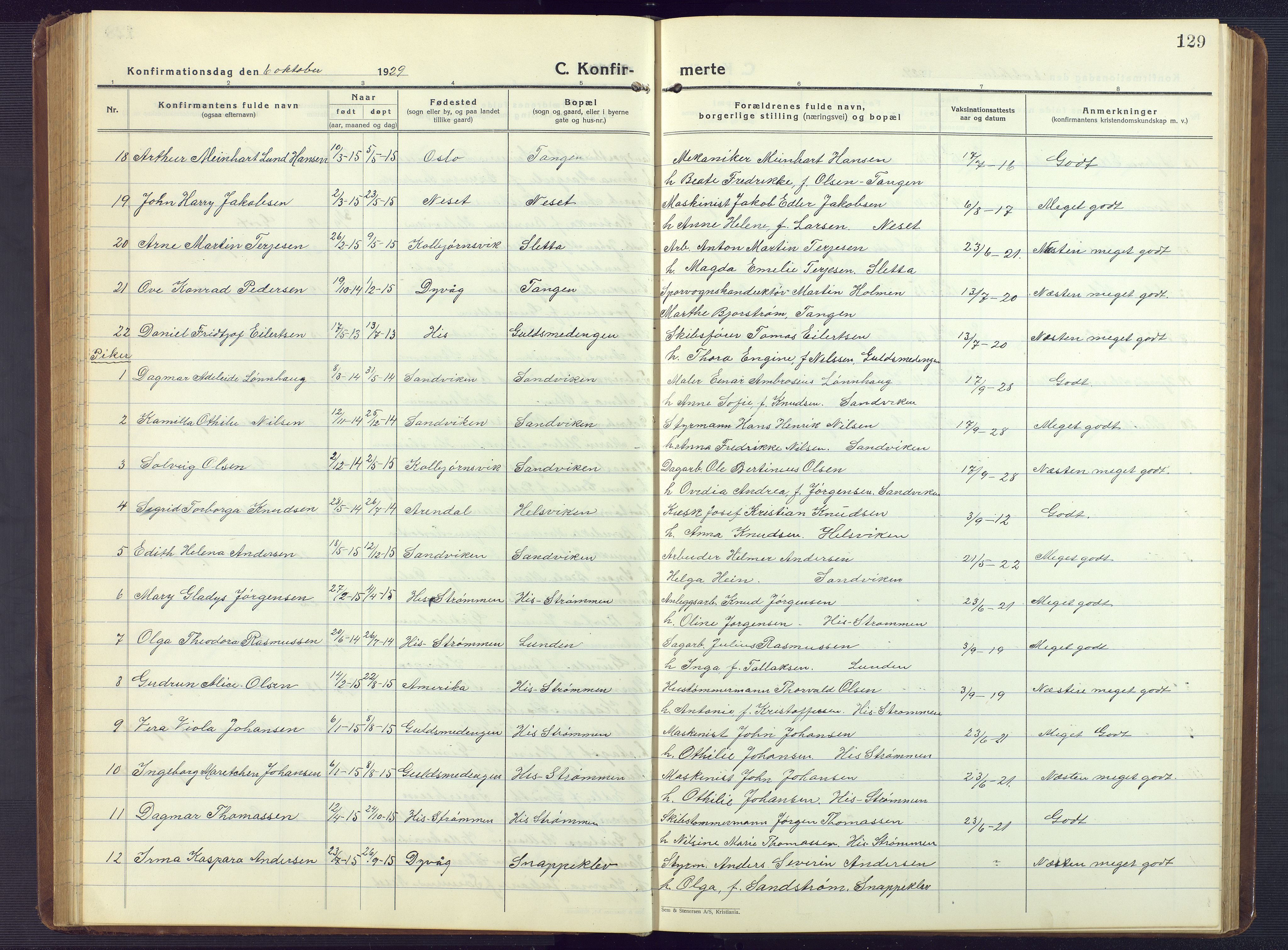 Hisøy sokneprestkontor, AV/SAK-1111-0020/F/Fb/L0005: Parish register (copy) no. B 5, 1924-1946, p. 129