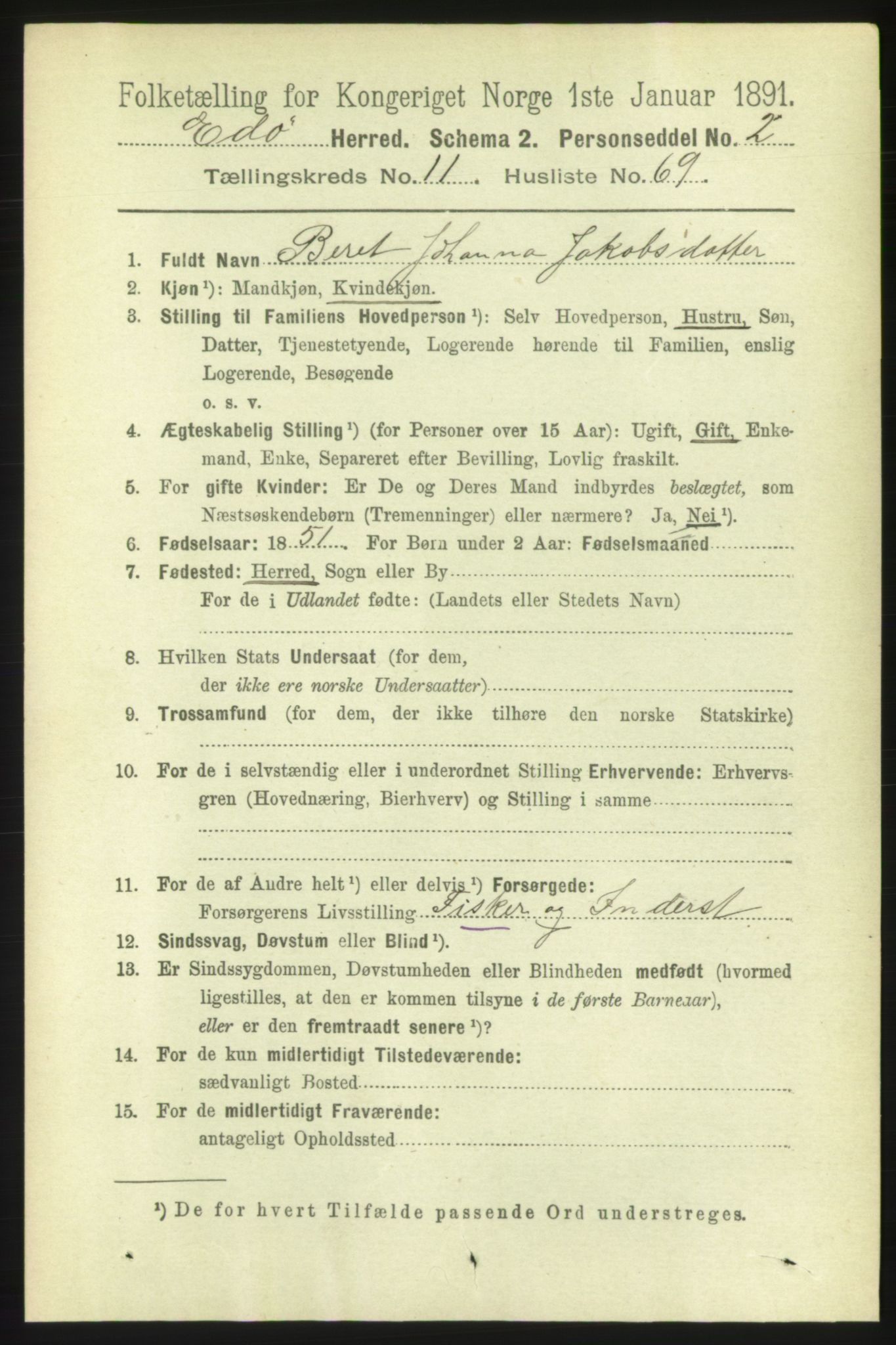 RA, 1891 census for 1573 Edøy, 1891, p. 3325