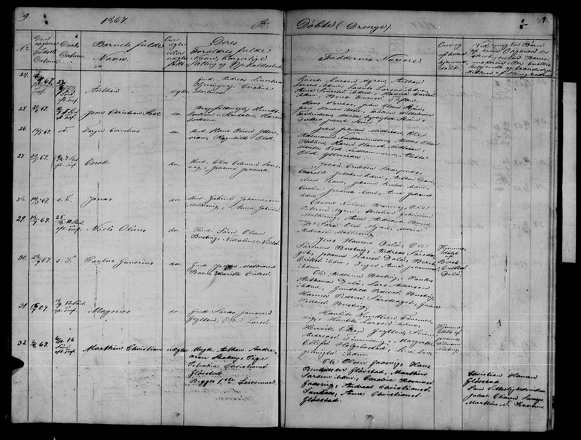 Ministerialprotokoller, klokkerbøker og fødselsregistre - Sør-Trøndelag, SAT/A-1456/634/L0539: Parish register (copy) no. 634C01, 1866-1873, p. 9