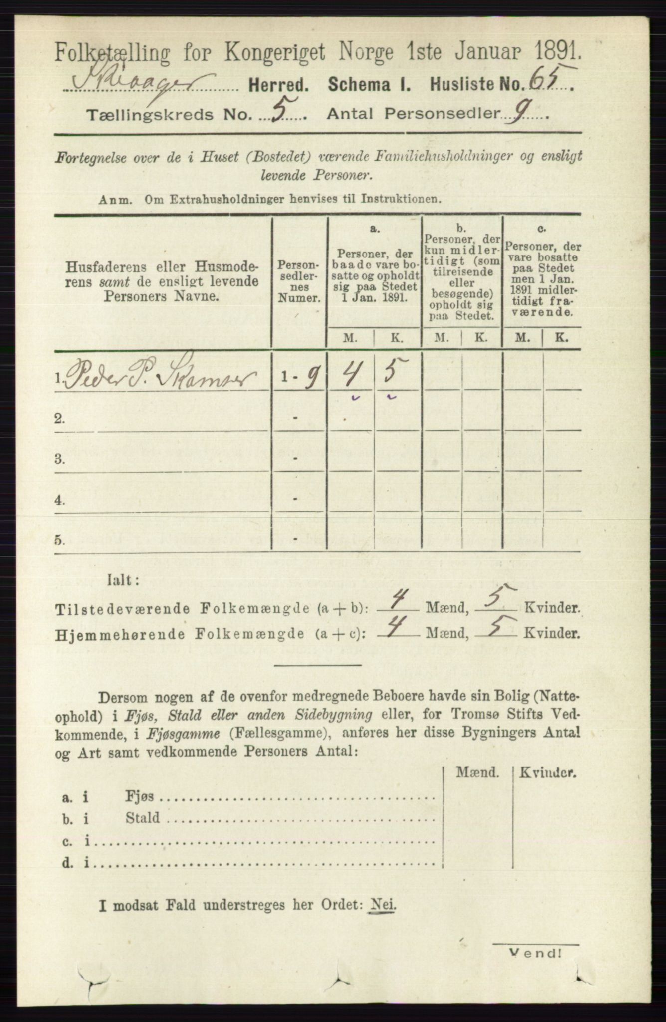 RA, 1891 census for 0513 Skjåk, 1891, p. 1609