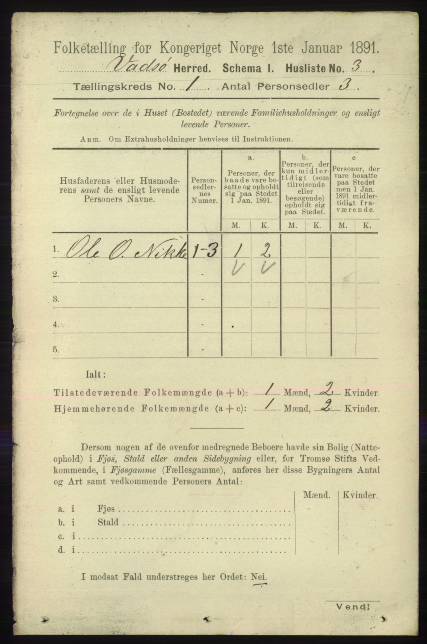 RA, 1891 census for 2029 Vadsø, 1891, p. 16