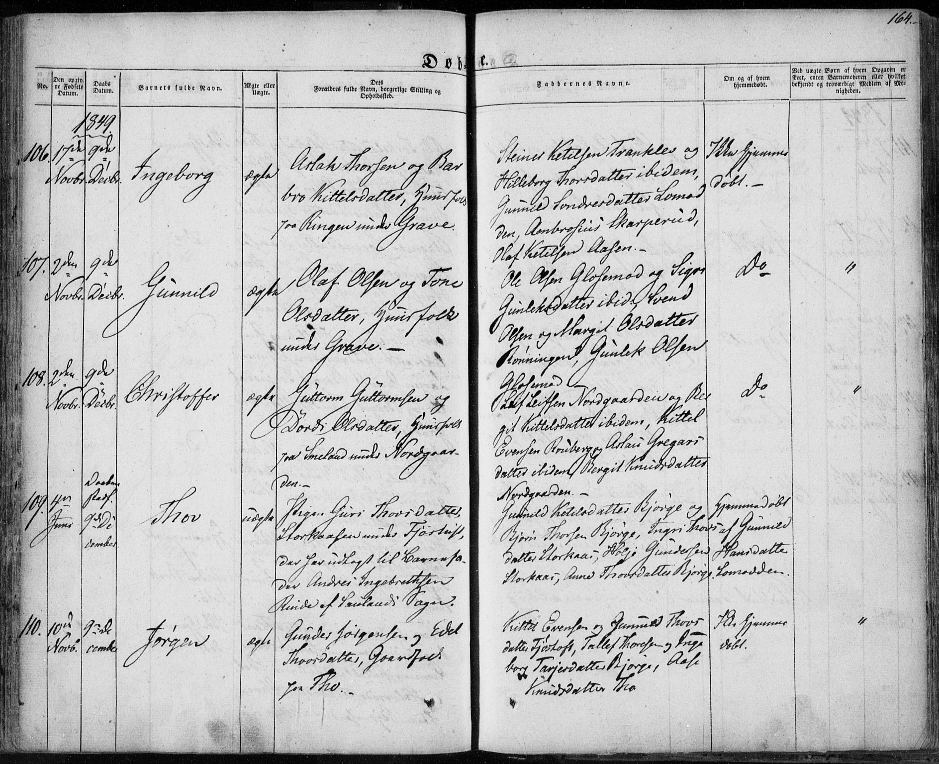 Seljord kirkebøker, AV/SAKO-A-20/F/Fa/L0011: Parish register (official) no. I 11, 1831-1849, p. 164