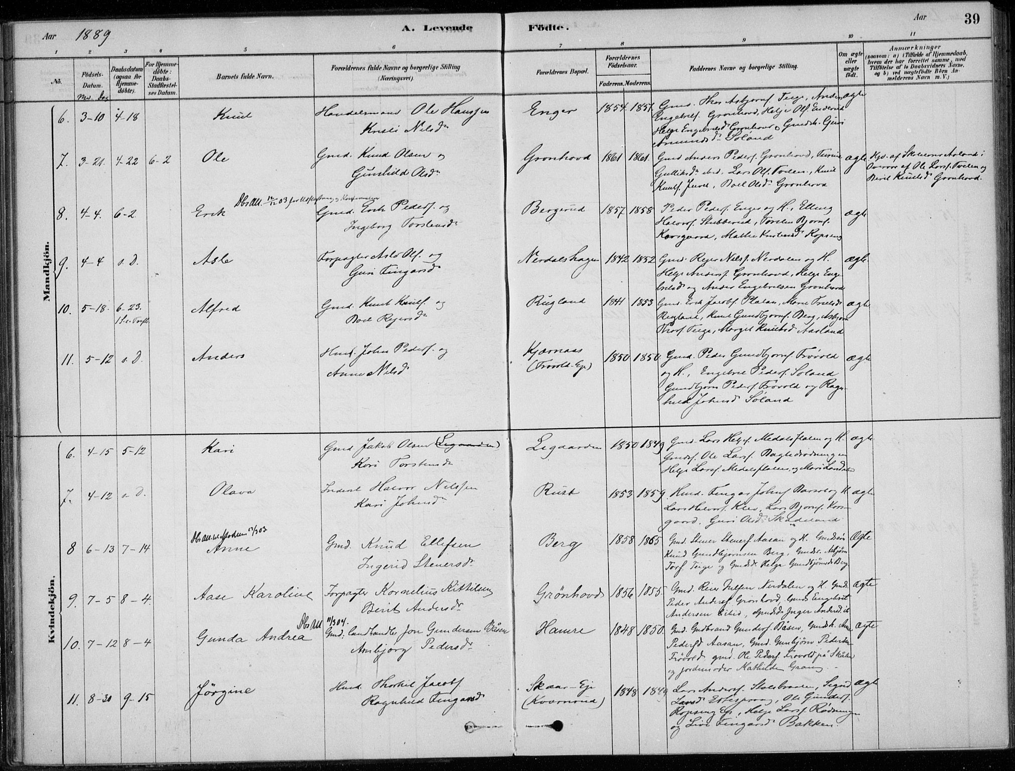 Sigdal kirkebøker, AV/SAKO-A-245/F/Fc/L0001: Parish register (official) no. III 1, 1879-1893, p. 39