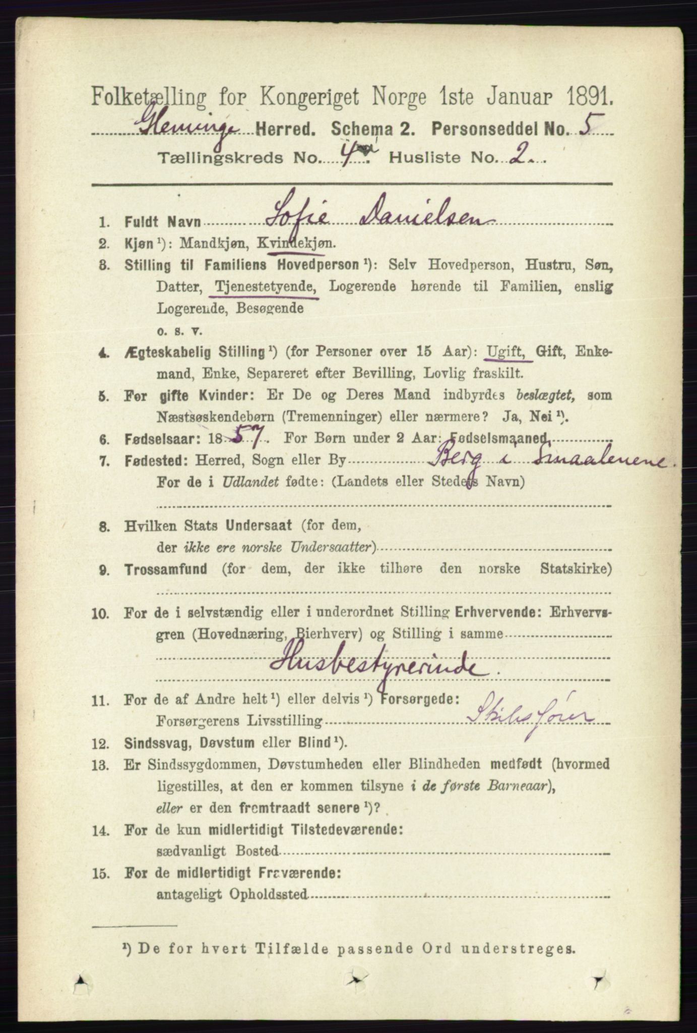 RA, 1891 census for 0132 Glemmen, 1891, p. 3484