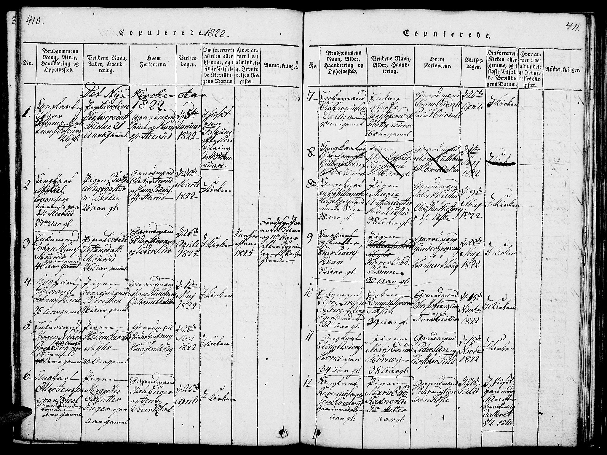 Nes prestekontor, Hedmark, AV/SAH-PREST-020/L/La/L0003: Parish register (copy) no. 3, 1814-1831, p. 410-411