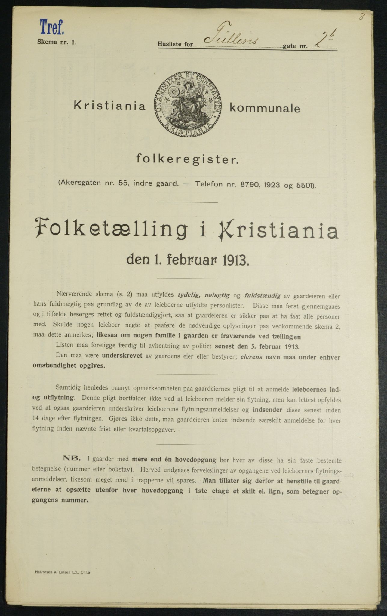 OBA, Municipal Census 1913 for Kristiania, 1913, p. 117321