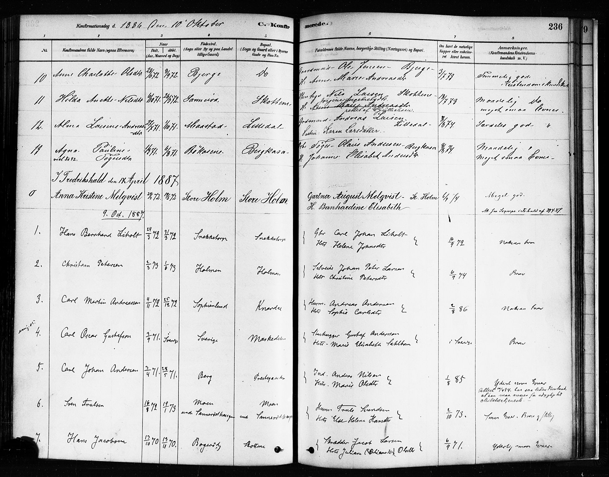 Idd prestekontor Kirkebøker, AV/SAO-A-10911/F/Fc/L0006a: Parish register (official) no. III 6A, 1878-1903, p. 236