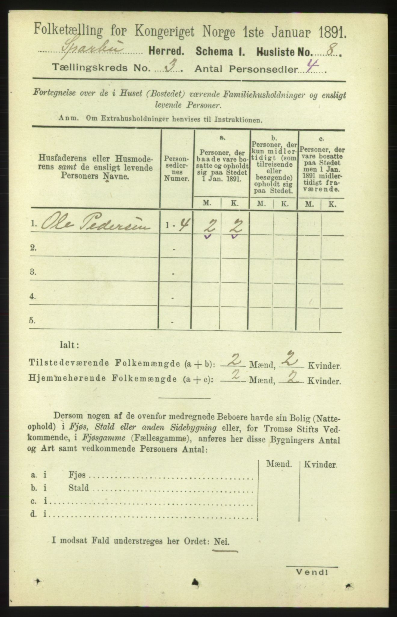 RA, 1891 census for 1731 Sparbu, 1891, p. 803