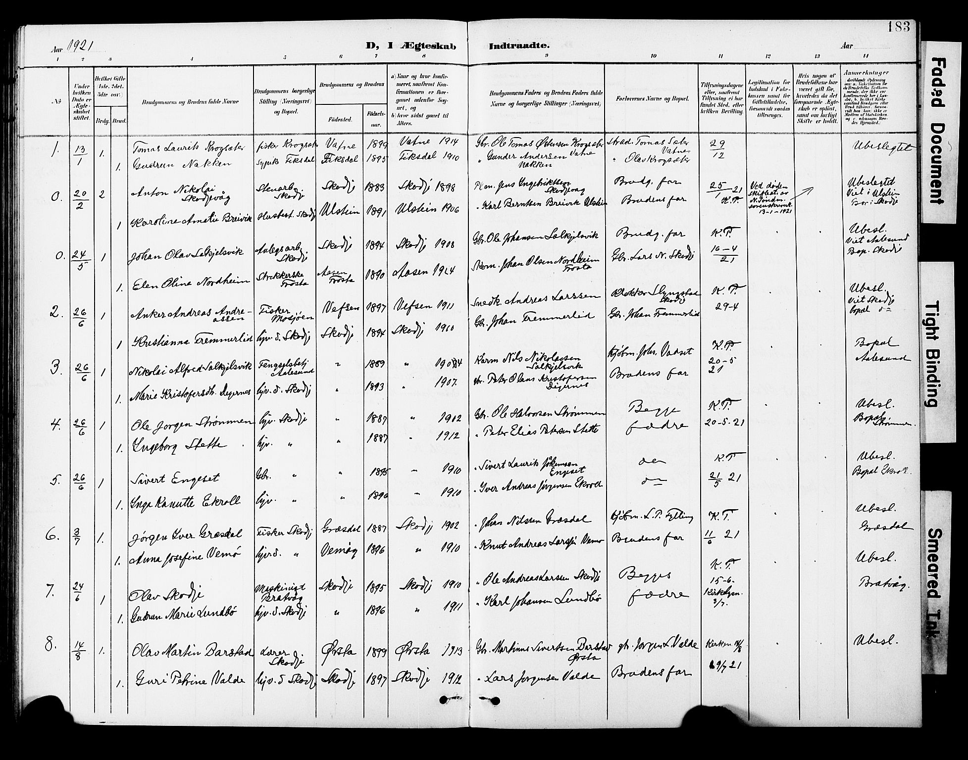 Ministerialprotokoller, klokkerbøker og fødselsregistre - Møre og Romsdal, SAT/A-1454/524/L0366: Parish register (copy) no. 524C07, 1900-1931, p. 183