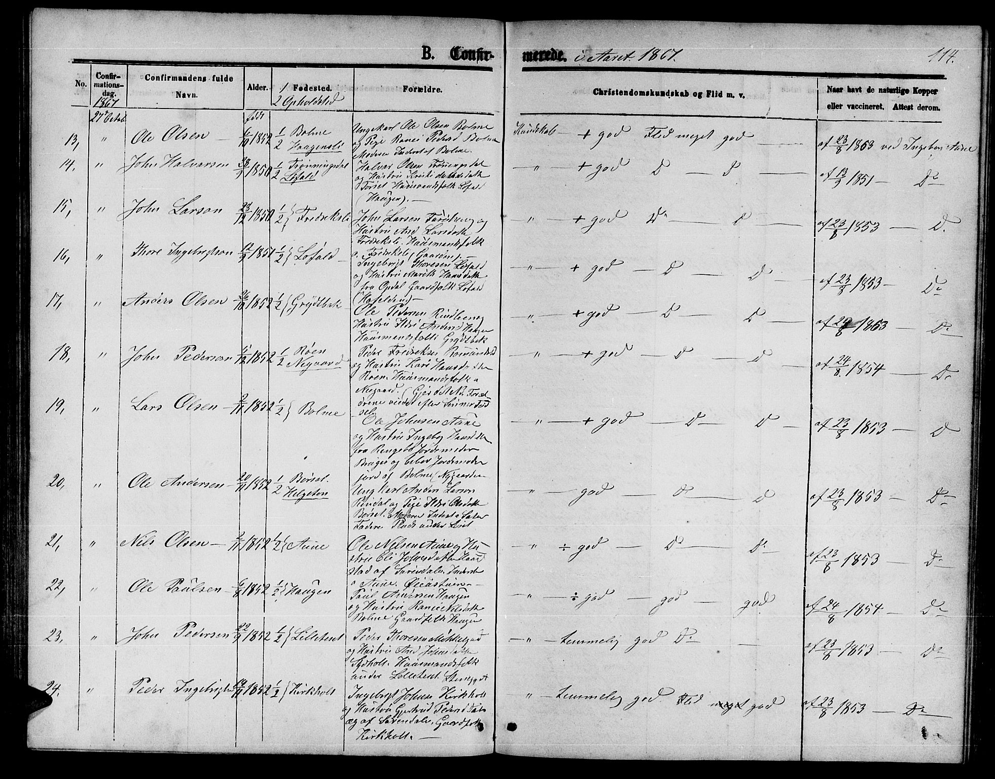 Ministerialprotokoller, klokkerbøker og fødselsregistre - Møre og Romsdal, AV/SAT-A-1454/598/L1076: Parish register (copy) no. 598C01, 1867-1878, p. 114