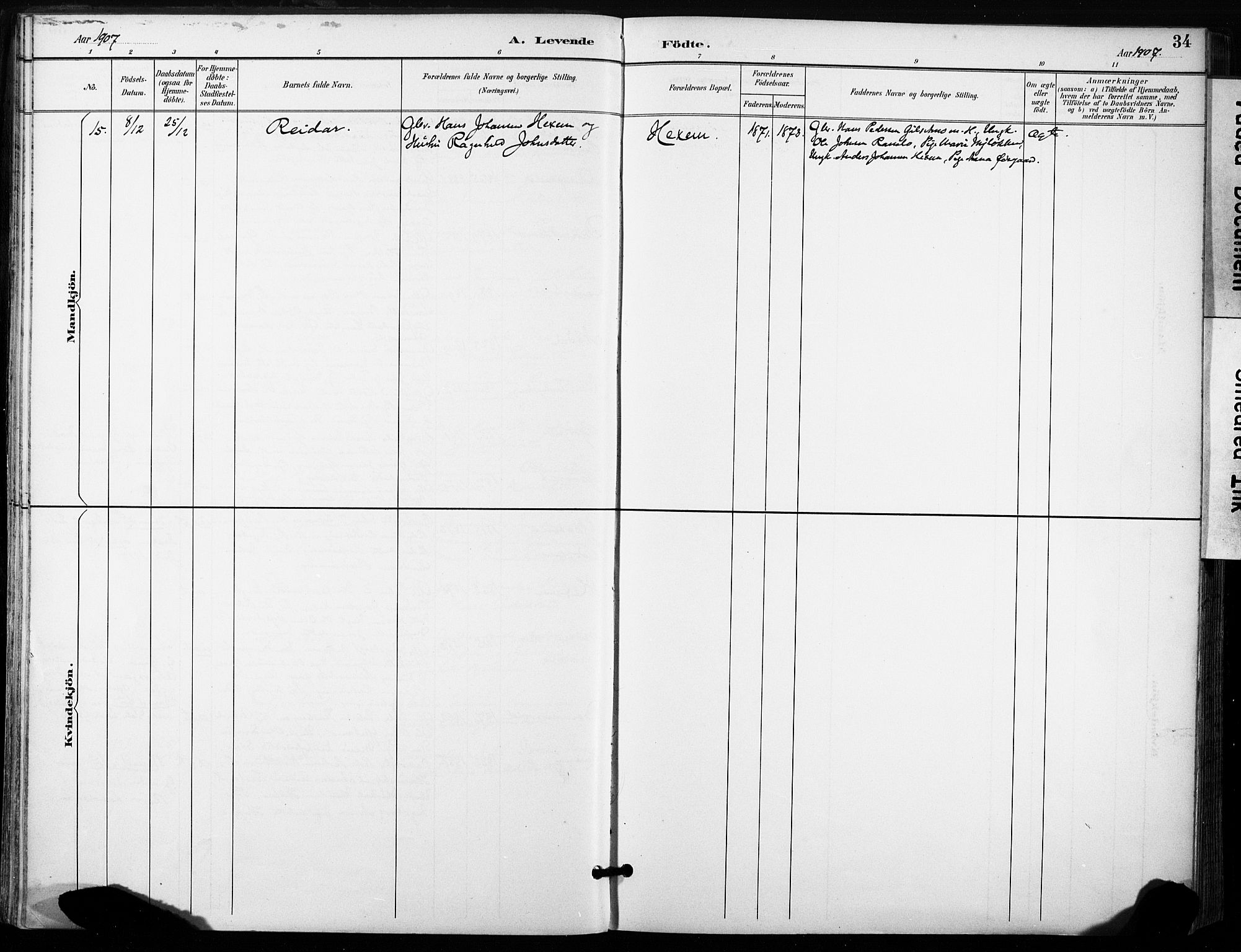 Ministerialprotokoller, klokkerbøker og fødselsregistre - Sør-Trøndelag, SAT/A-1456/685/L0973: Parish register (official) no. 685A10, 1891-1907, p. 34
