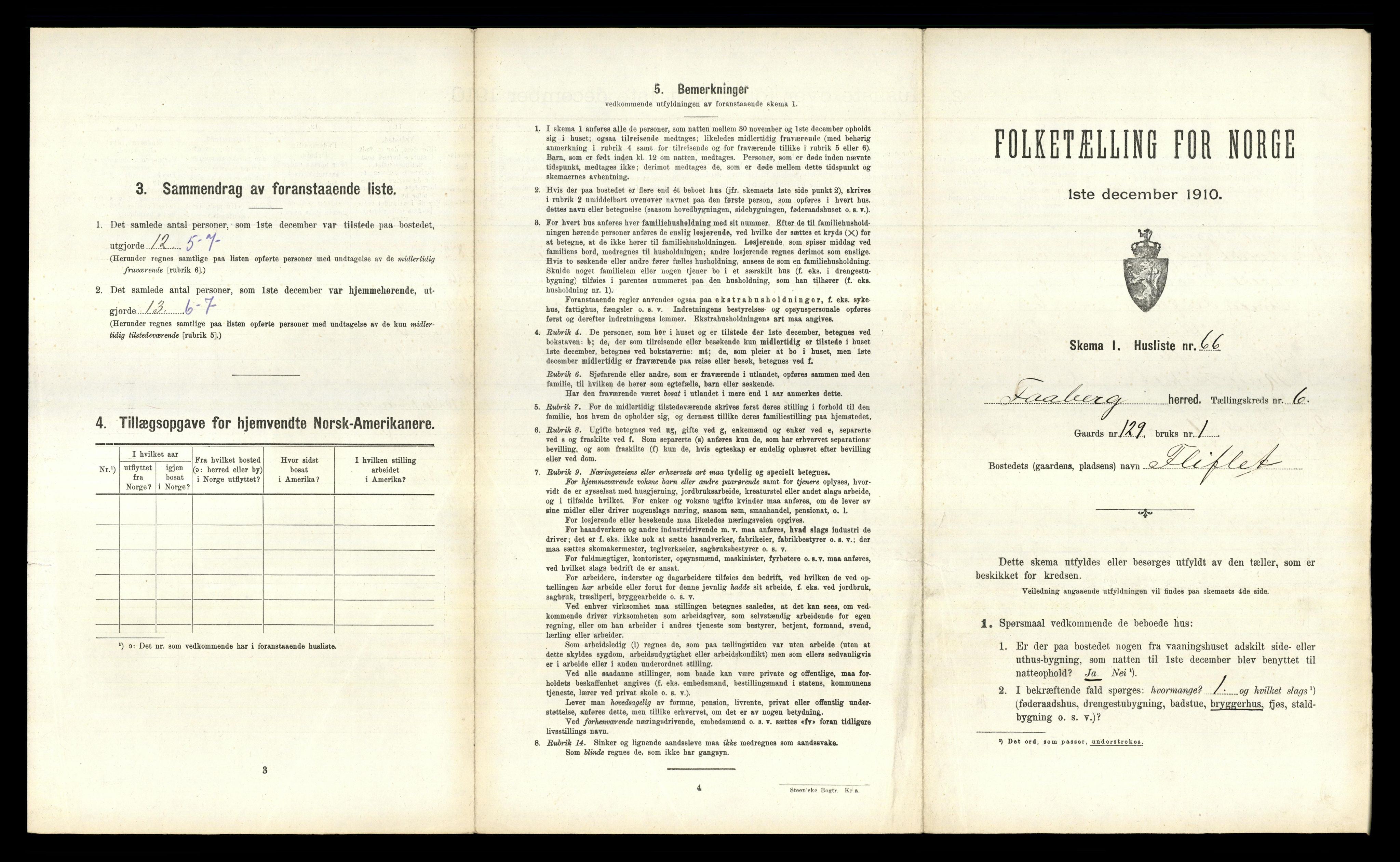 RA, 1910 census for Fåberg, 1910, p. 694