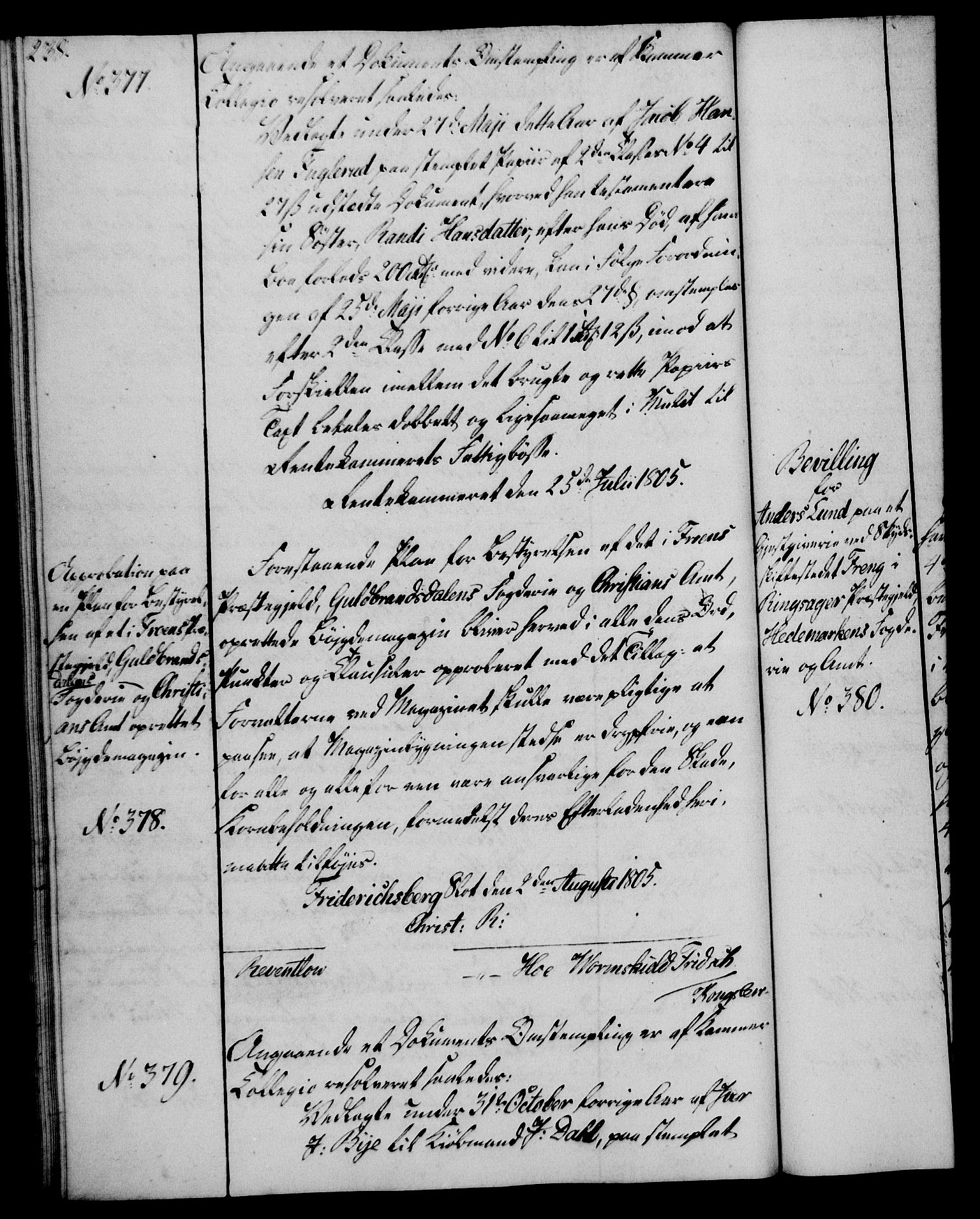 Rentekammeret, Kammerkanselliet, AV/RA-EA-3111/G/Gg/Gga/L0018: Norsk ekspedisjonsprotokoll med register (merket RK 53.18), 1804-1806, p. 238