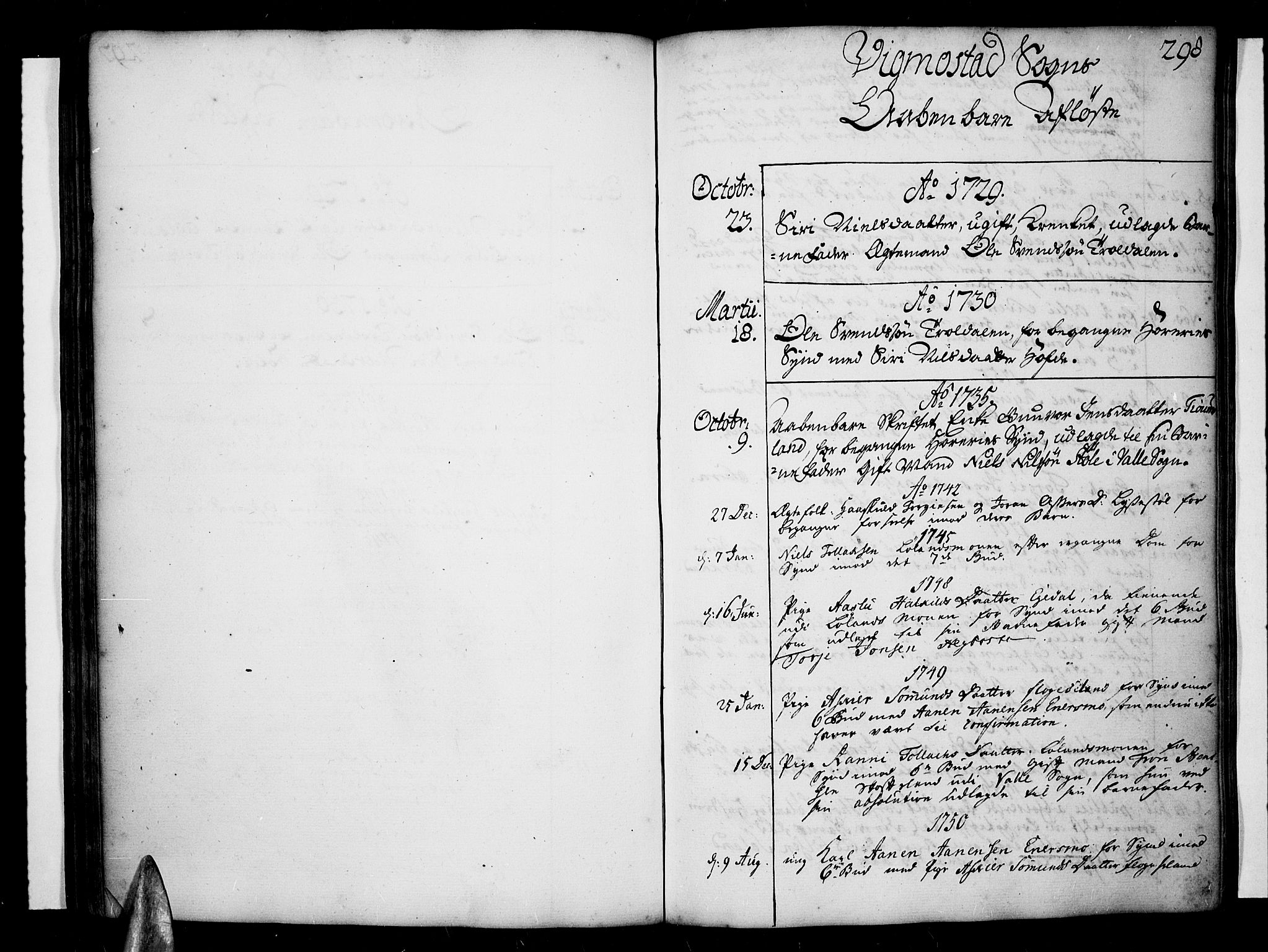 Sør-Audnedal sokneprestkontor, SAK/1111-0039/F/Fa/Fab/L0001: Parish register (official) no. A 1 /3, 1726-1783, p. 298