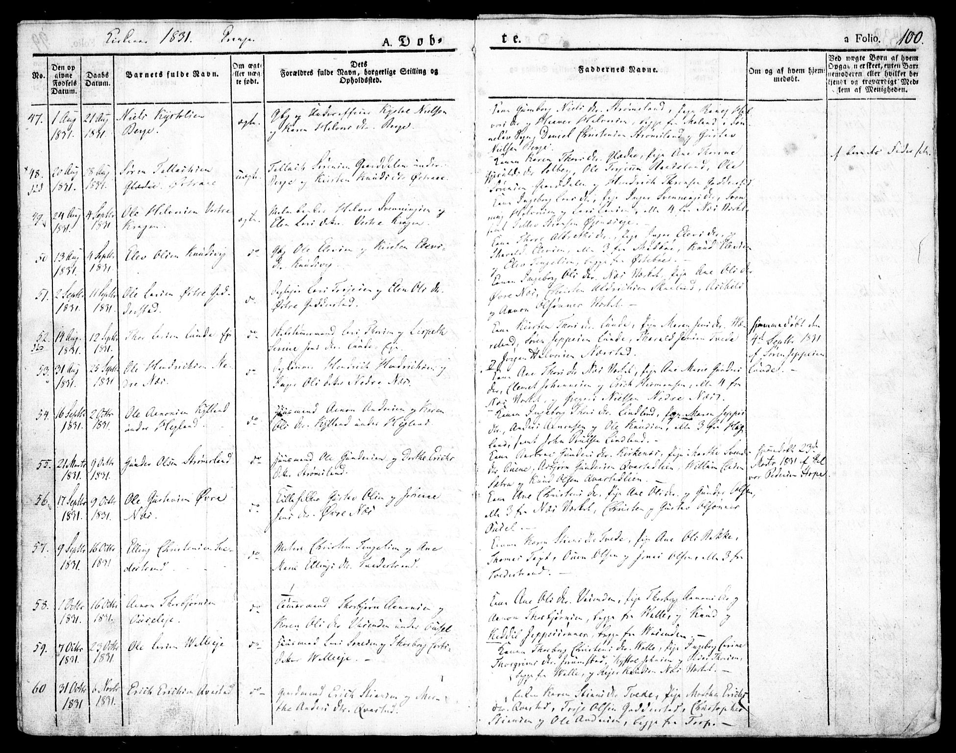 Holt sokneprestkontor, AV/SAK-1111-0021/F/Fa/L0006: Parish register (official) no. A 6, 1820-1835, p. 100