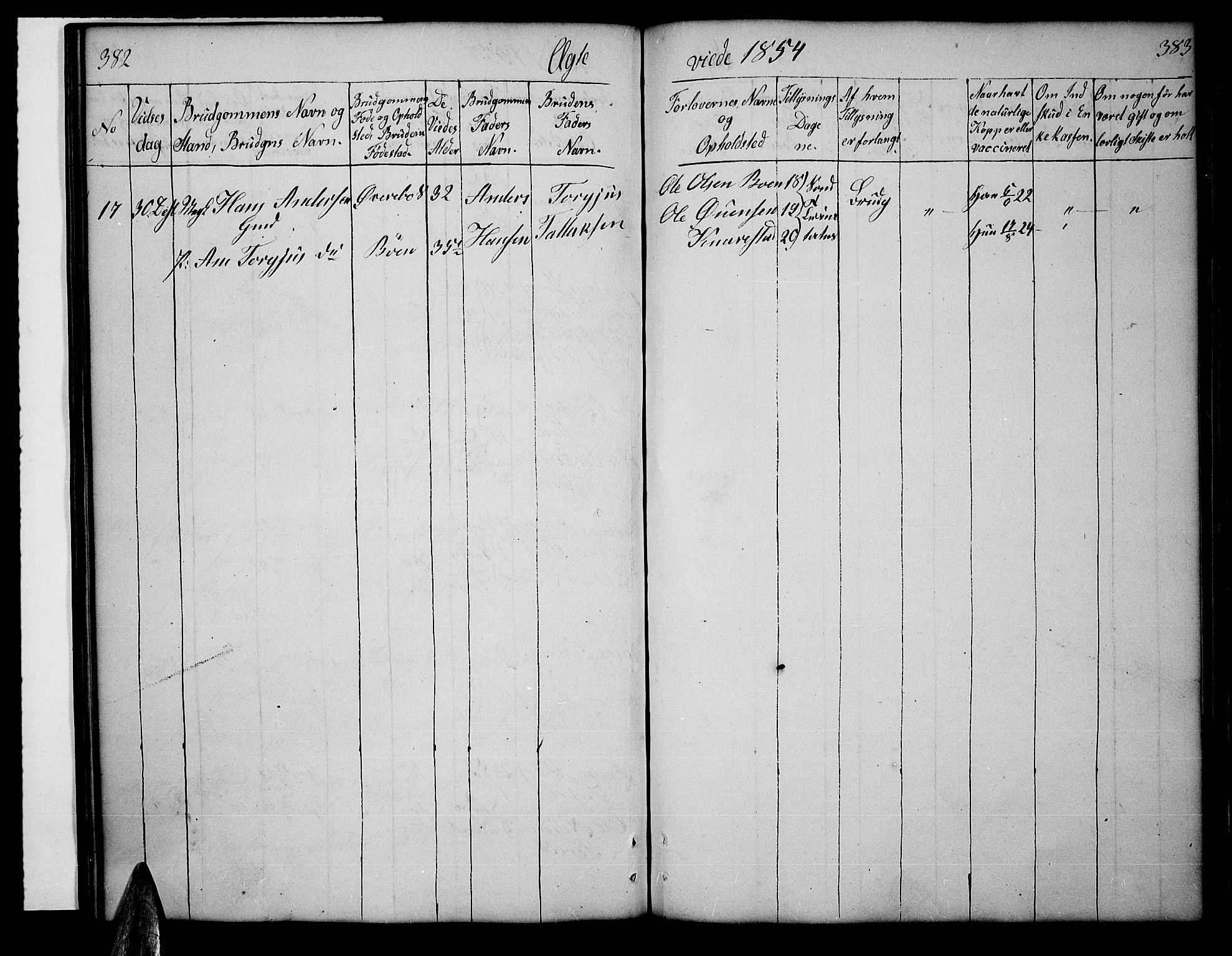 Tveit sokneprestkontor, AV/SAK-1111-0043/F/Fb/L0002: Parish register (copy) no. B 2, 1835-1854, p. 382-383