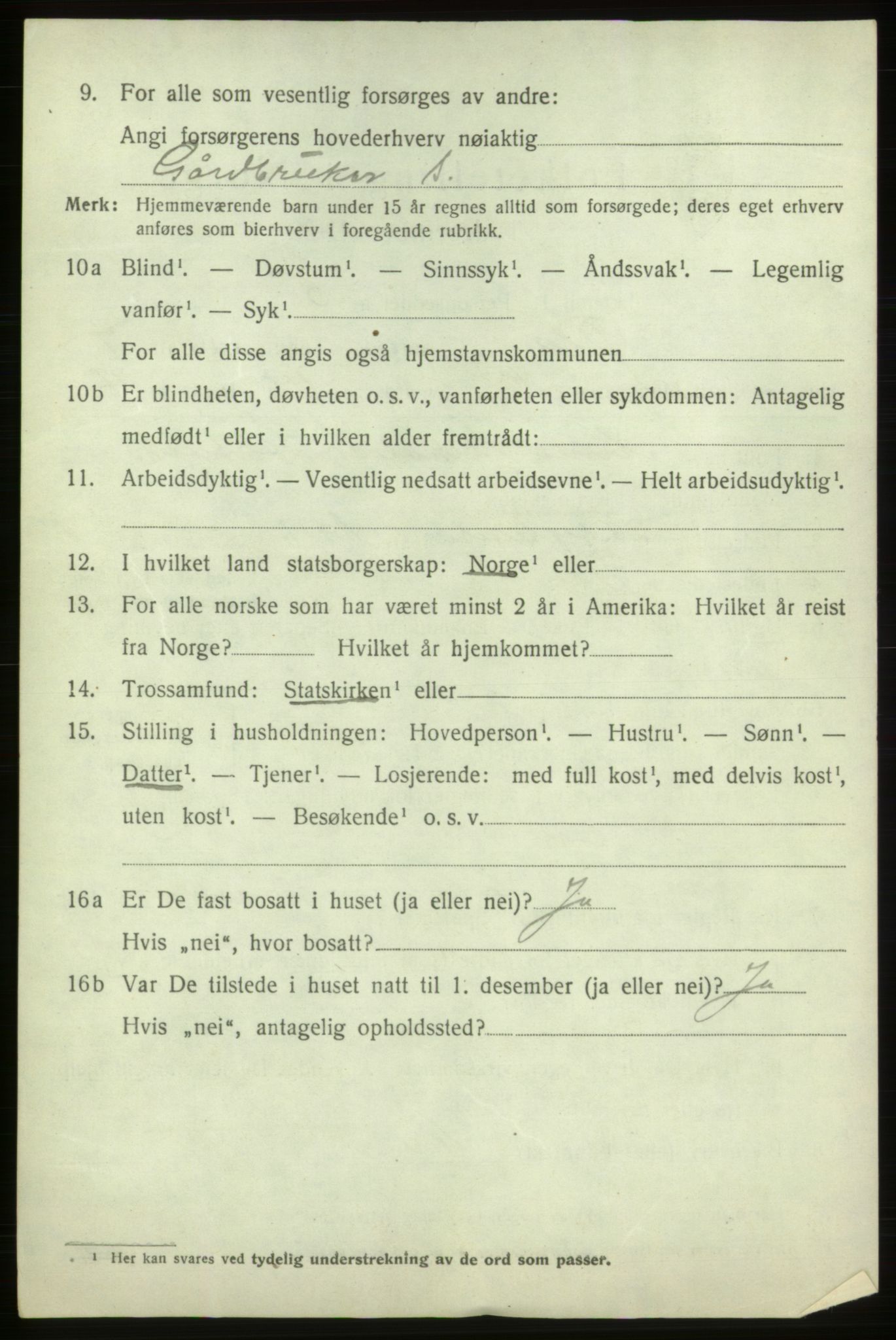 SAB, 1920 census for Ølen, 1920, p. 3390