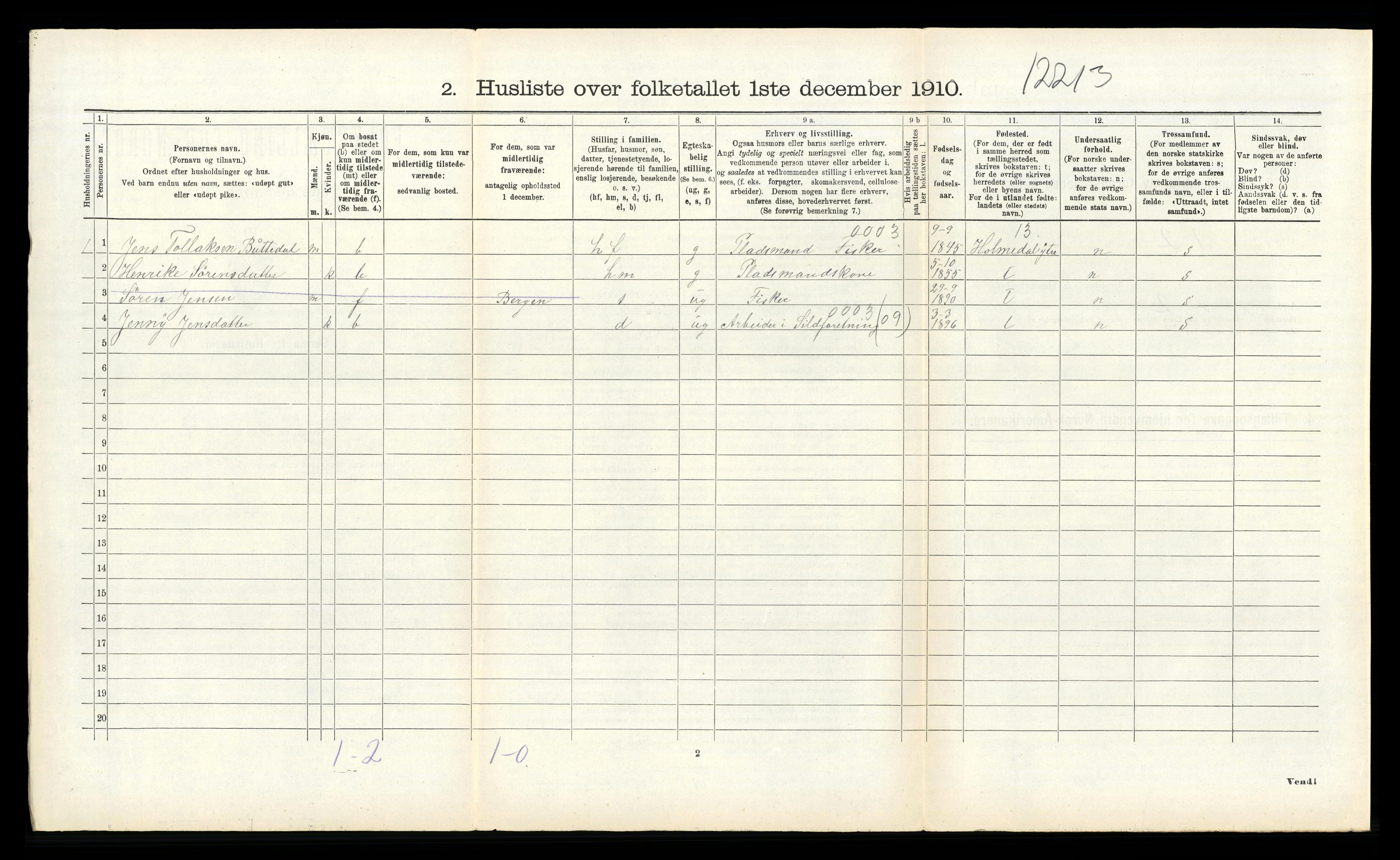 RA, 1910 census for Kinn, 1910, p. 1331