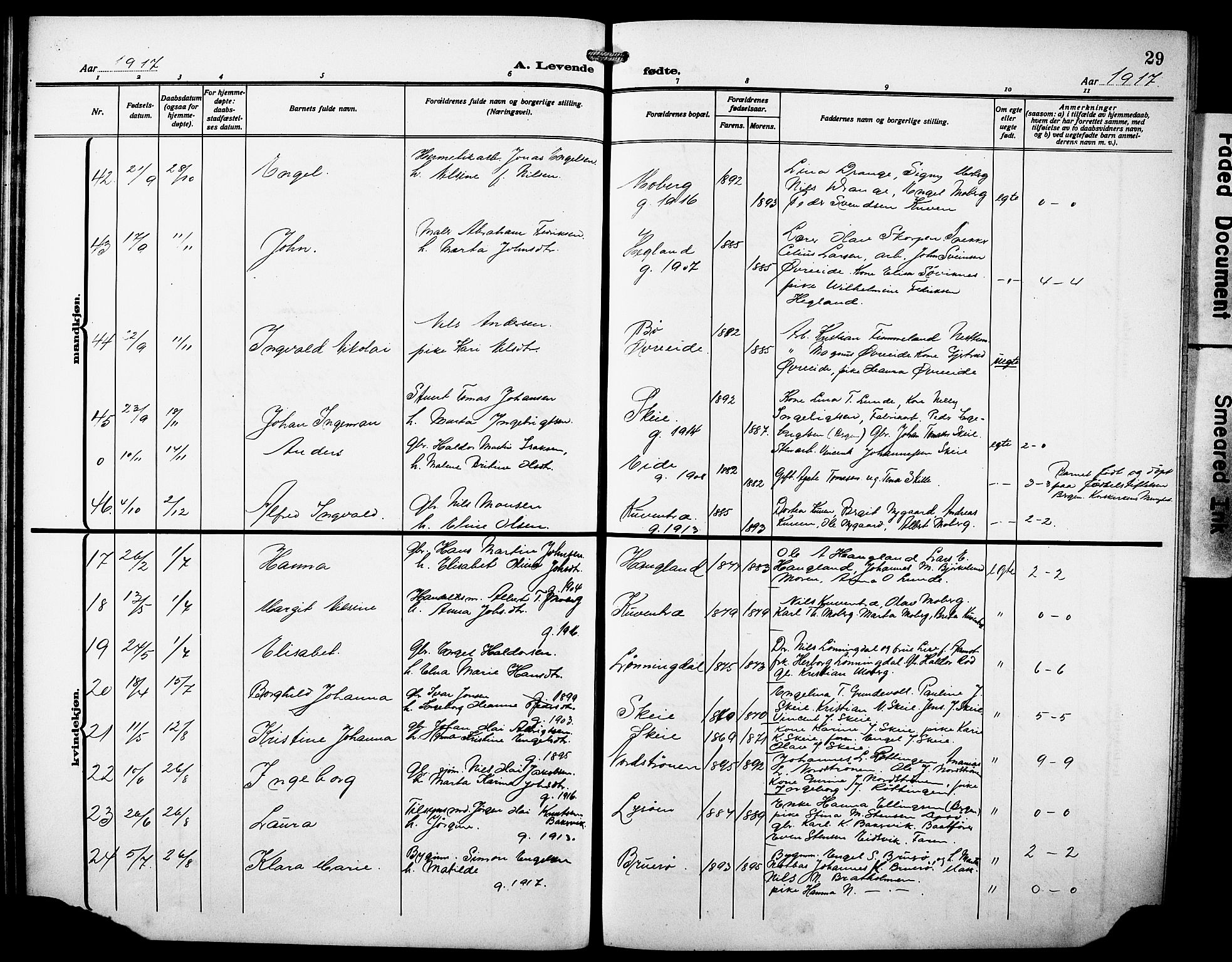 Os sokneprestembete, AV/SAB-A-99929: Parish register (copy) no. A 4, 1914-1923, p. 29