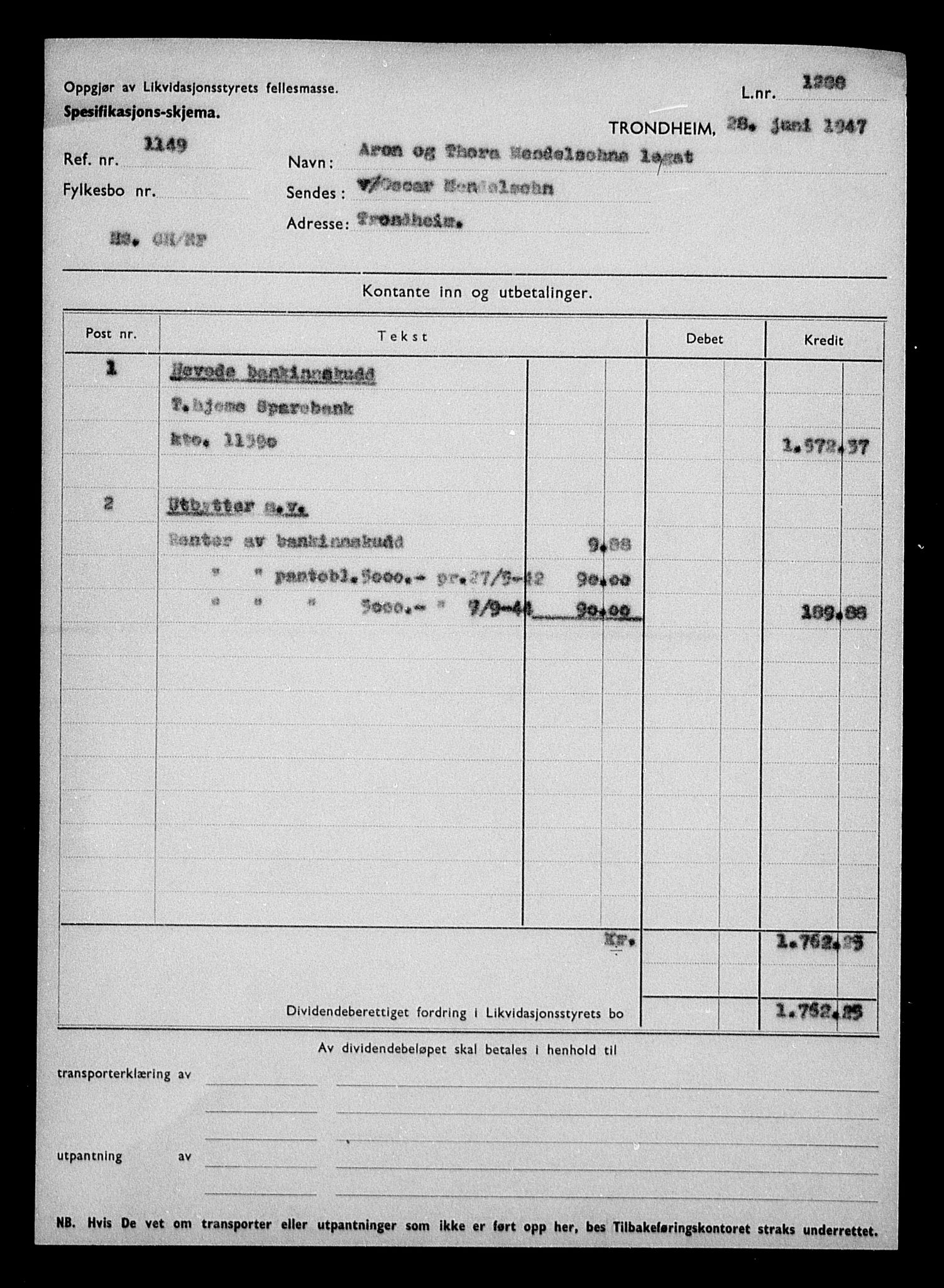 Justisdepartementet, Tilbakeføringskontoret for inndratte formuer, AV/RA-S-1564/H/Hc/Hca/L0903: --, 1945-1947, p. 671