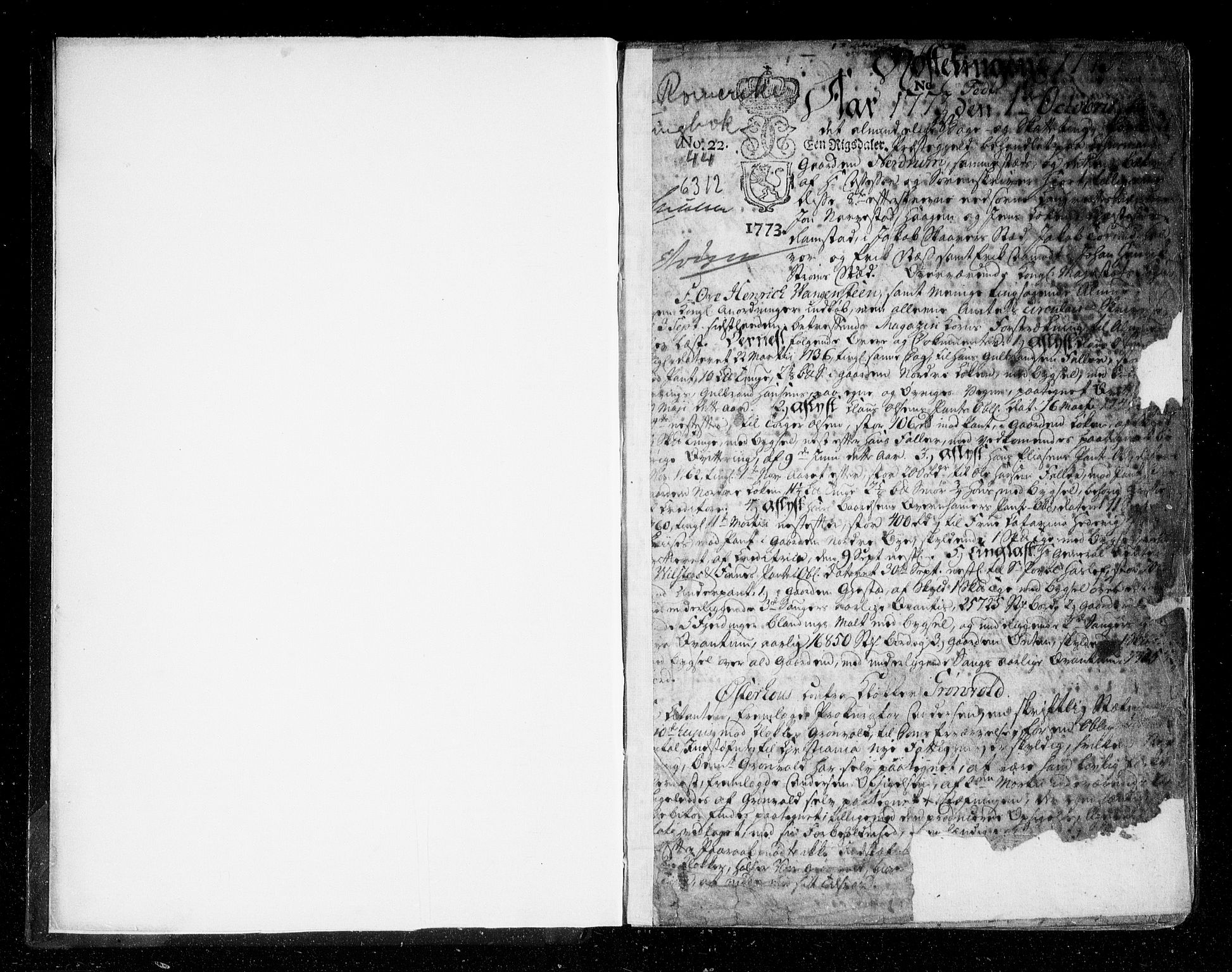 Nedre Romerike sorenskriveri, SAO/A-10469/F/Fb/L0044: Tingbok, 1773-1781, p. 0b-1a