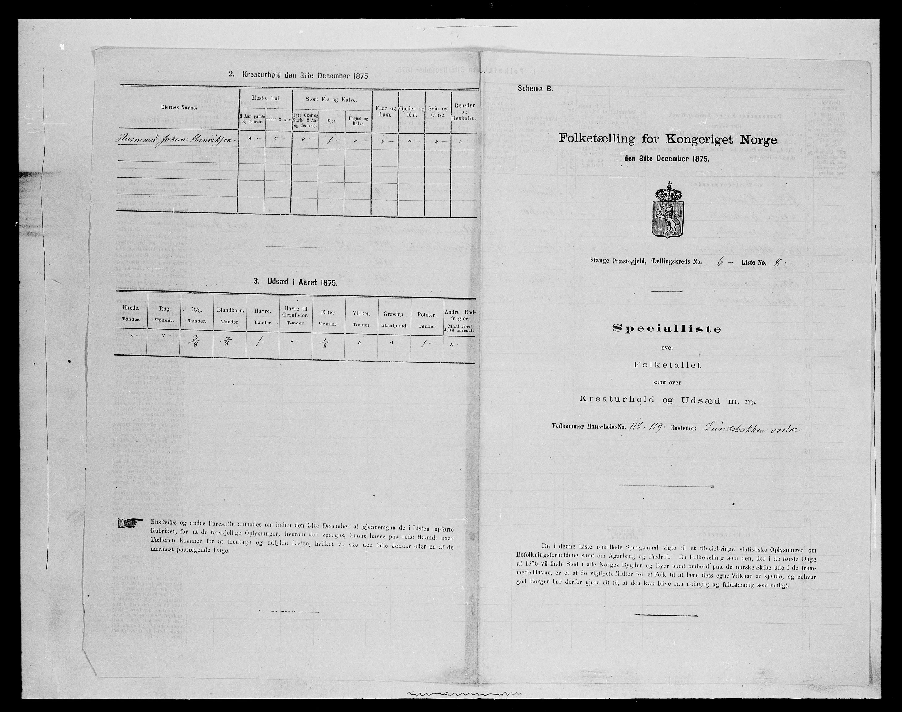 SAH, 1875 census for 0417P Stange, 1875, p. 948