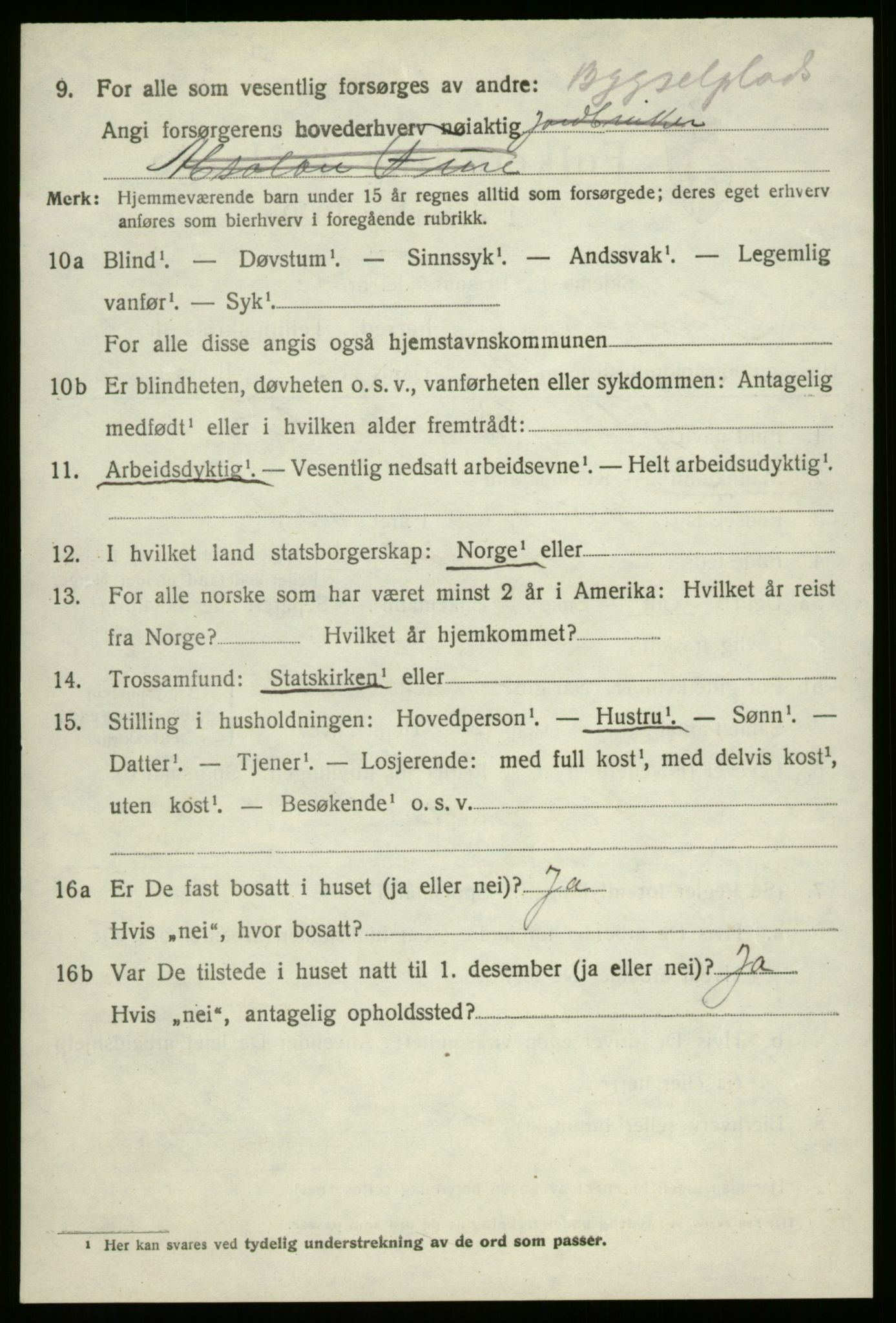 SAB, 1920 census for Innvik, 1920, p. 2518