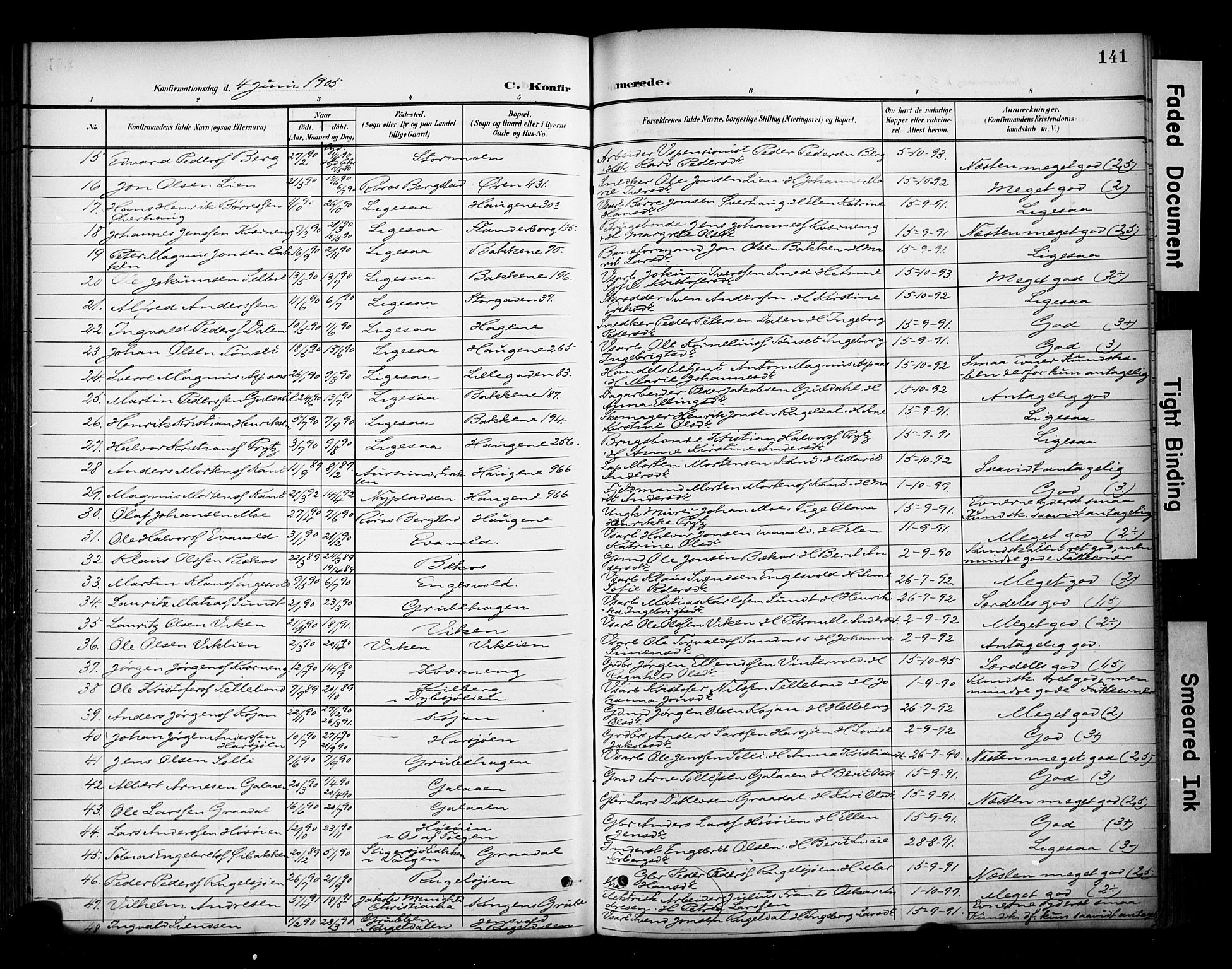 Ministerialprotokoller, klokkerbøker og fødselsregistre - Sør-Trøndelag, SAT/A-1456/681/L0936: Parish register (official) no. 681A14, 1899-1908, p. 141