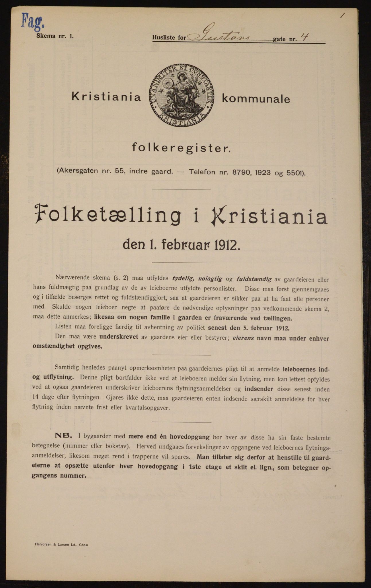 OBA, Municipal Census 1912 for Kristiania, 1912, p. 32463