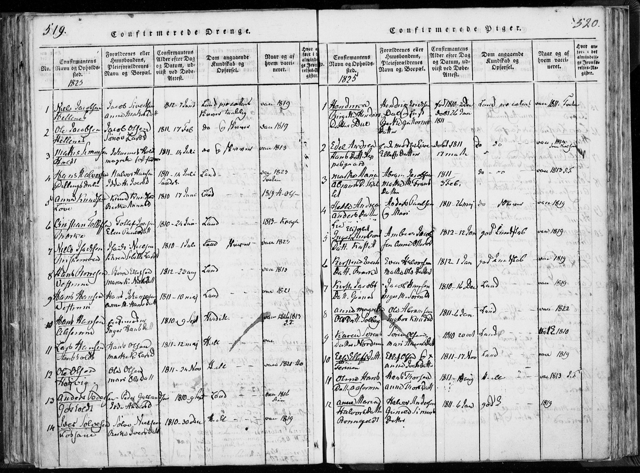 Hedrum kirkebøker, AV/SAKO-A-344/F/Fa/L0004: Parish register (official) no. I 4, 1817-1835, p. 519-520