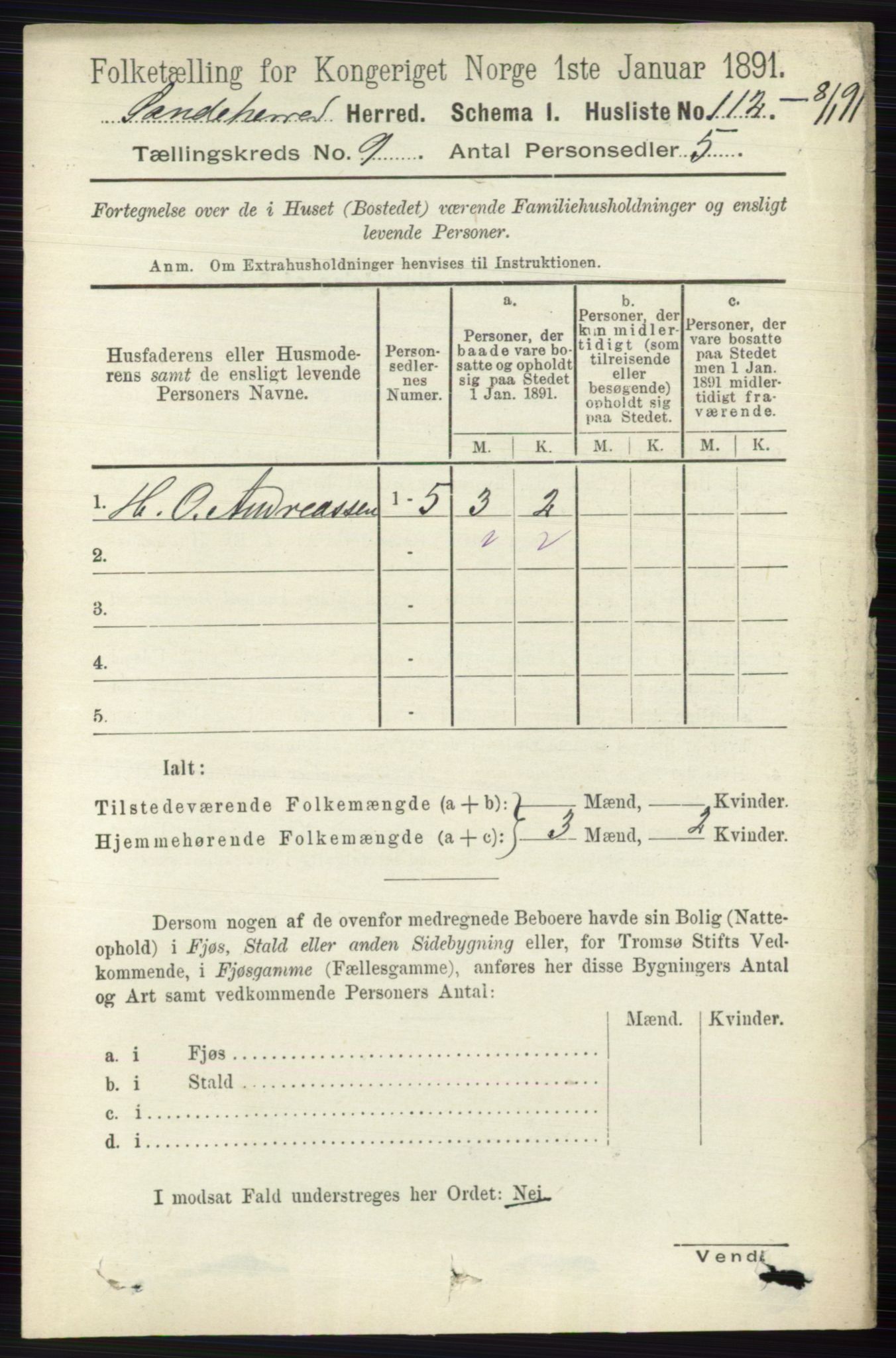 RA, 1891 census for 0724 Sandeherred, 1891, p. 5543