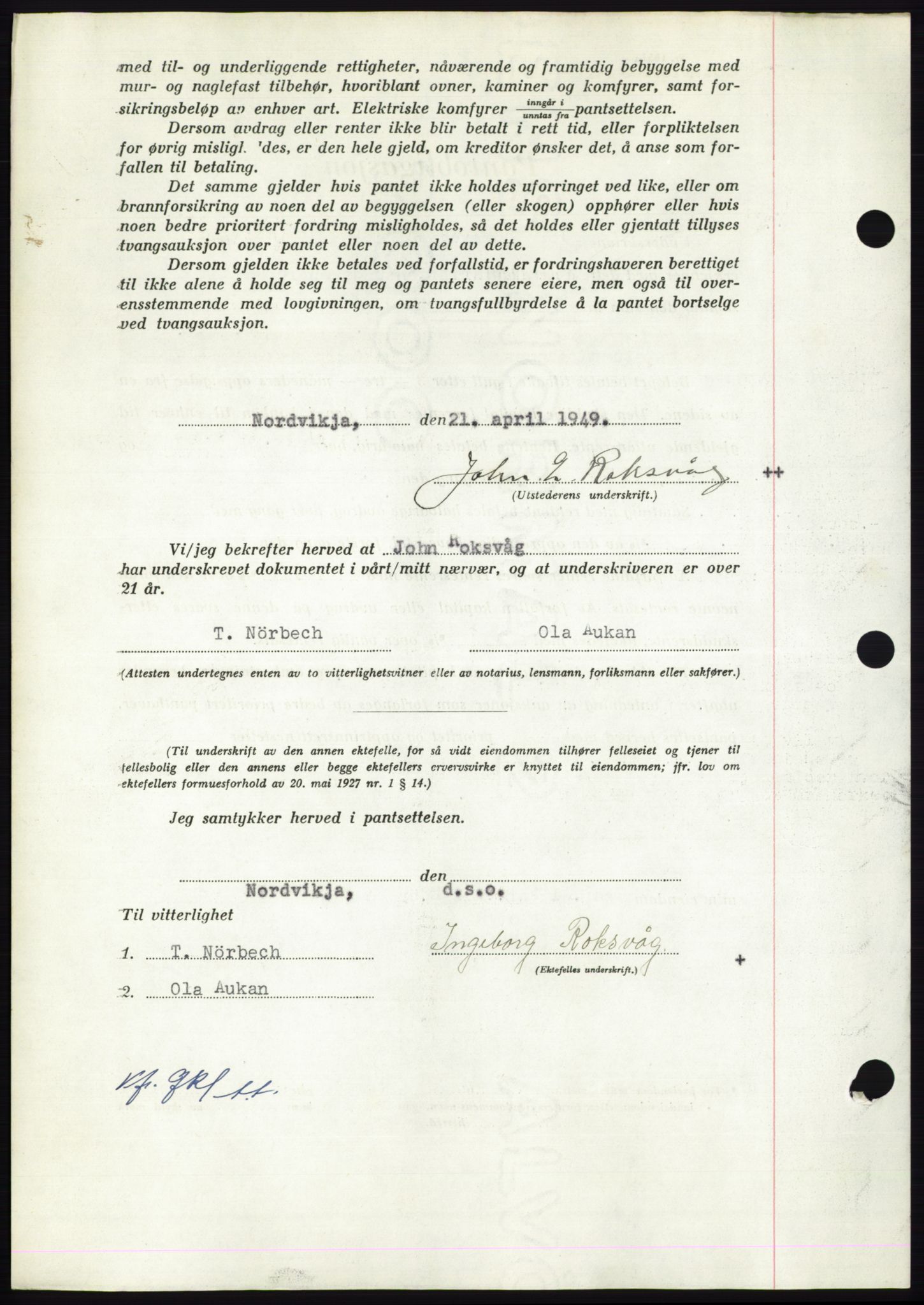 Nordmøre sorenskriveri, AV/SAT-A-4132/1/2/2Ca: Mortgage book no. B101, 1949-1949, Diary no: : 1115/1949