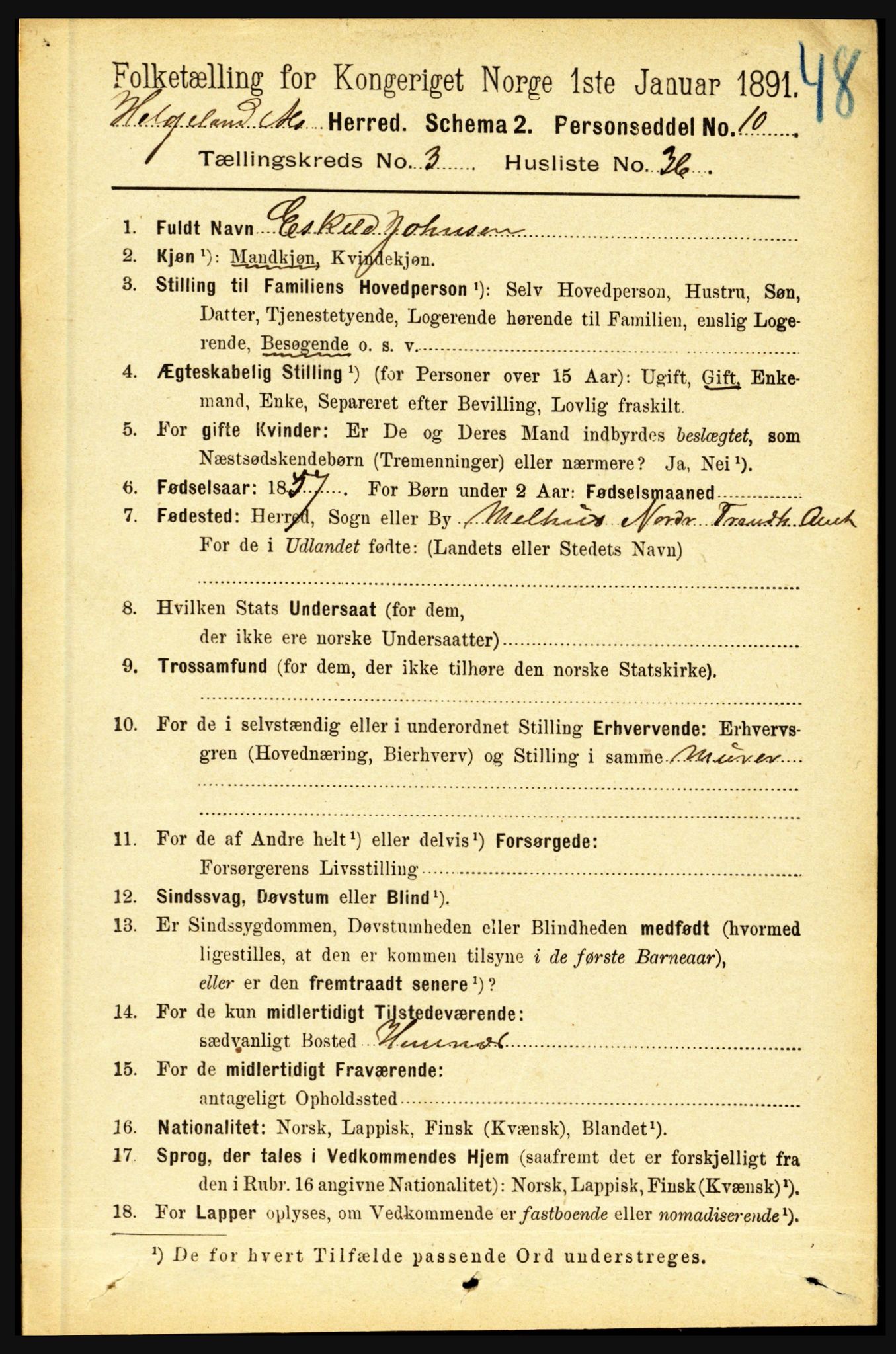 RA, 1891 census for 1833 Mo, 1891, p. 1581