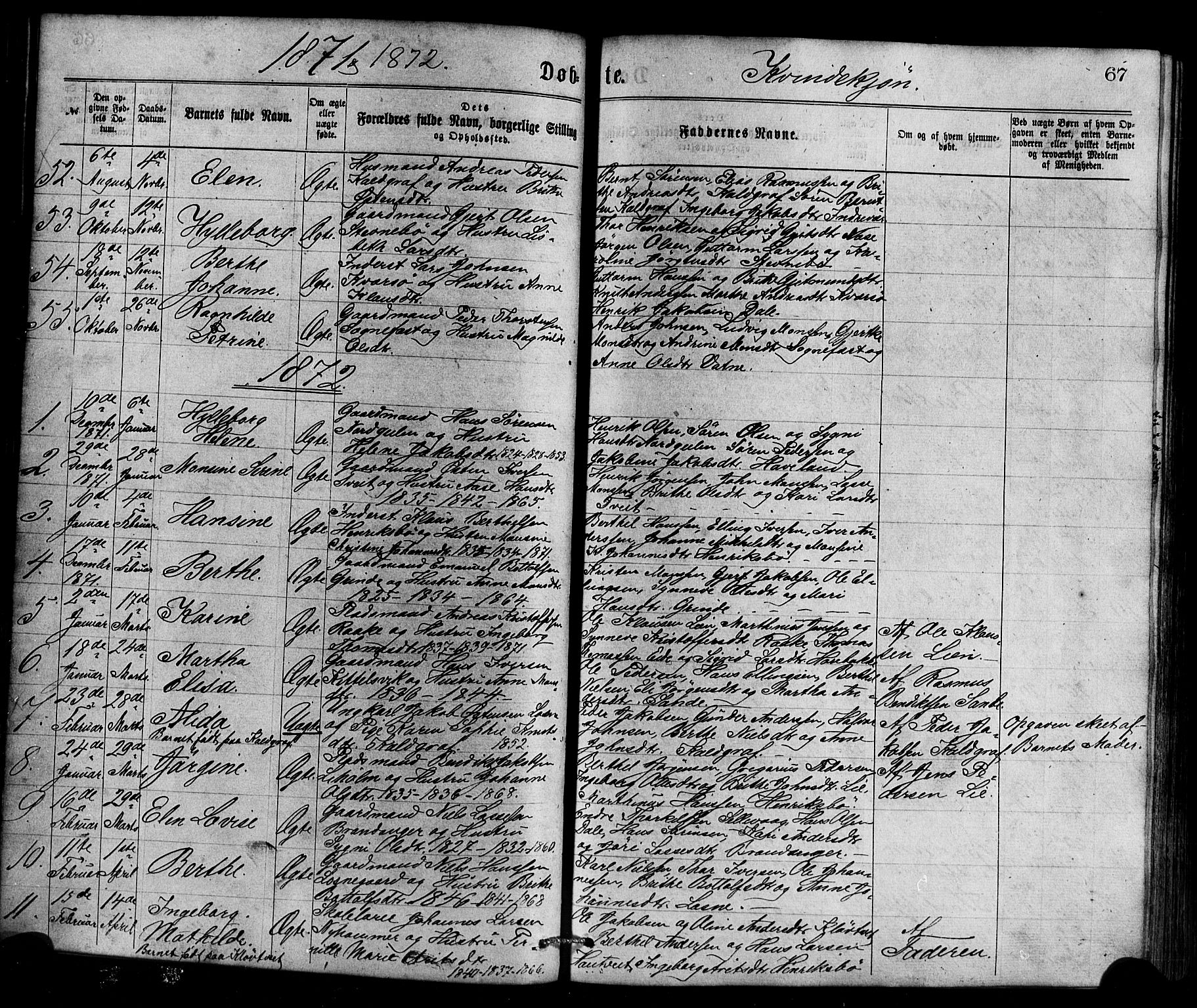 Gulen sokneprestembete, AV/SAB-A-80201/H/Haa/Haaa/L0023: Parish register (official) no. A 23, 1870-1880, p. 67