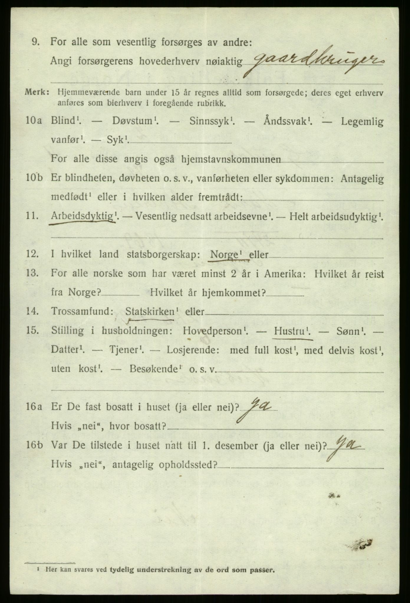 SAB, 1920 census for Gaular, 1920, p. 5147