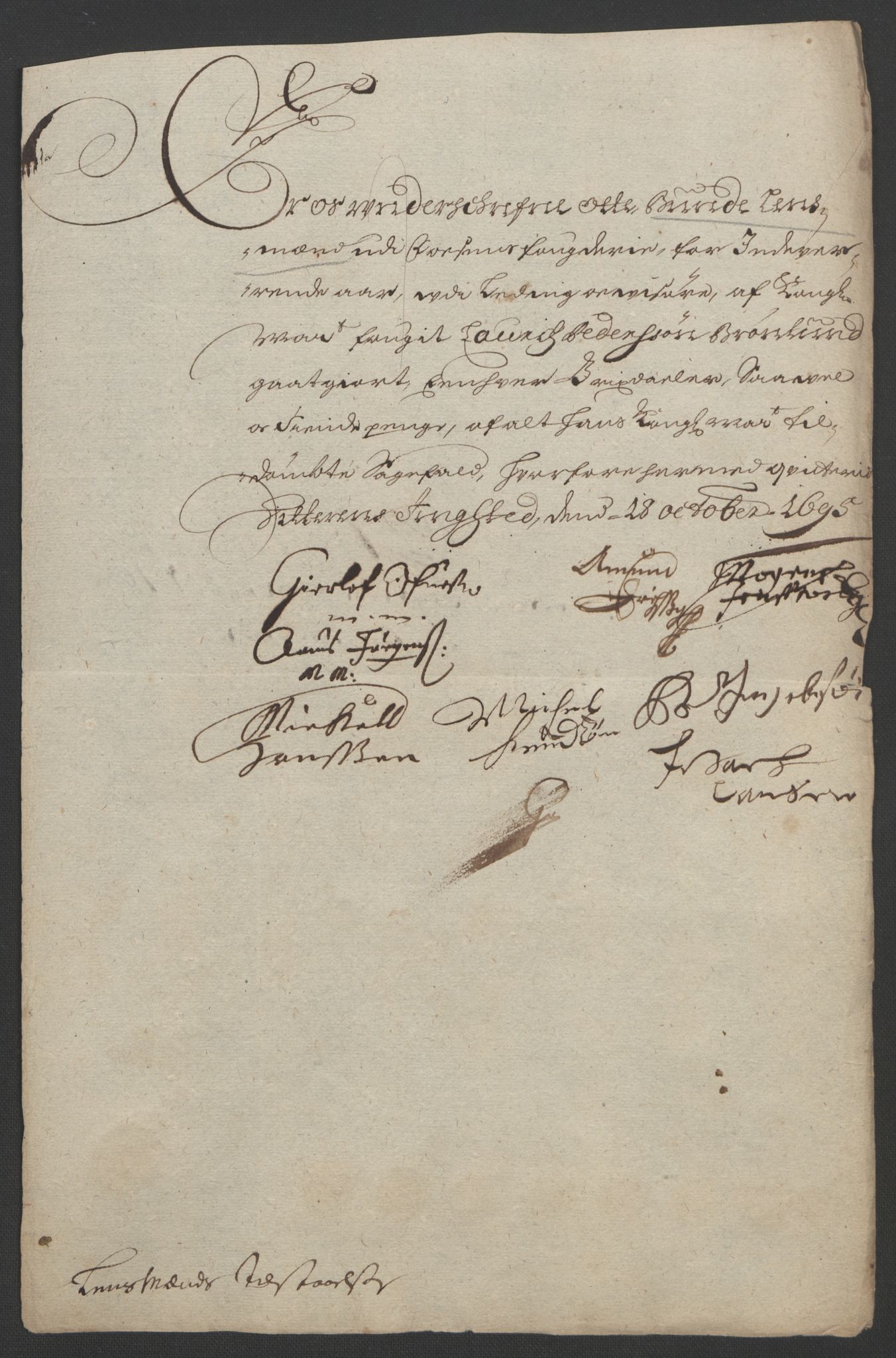 Rentekammeret inntil 1814, Reviderte regnskaper, Fogderegnskap, RA/EA-4092/R57/L3851: Fogderegnskap Fosen, 1695-1696, p. 175