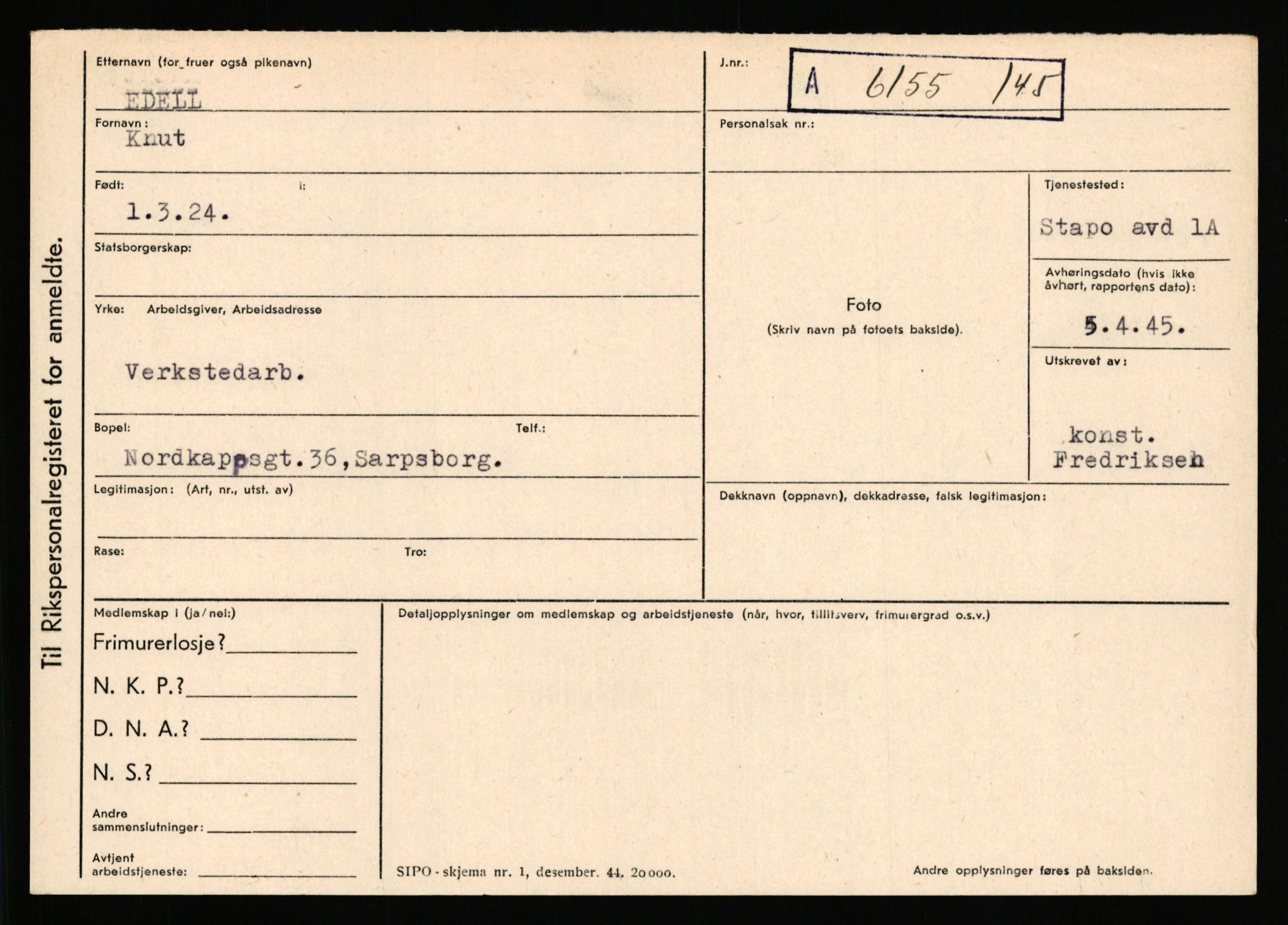 Statspolitiet - Hovedkontoret / Osloavdelingen, AV/RA-S-1329/C/Ca/L0003: Brechan - Eichinger	, 1943-1945, p. 4670