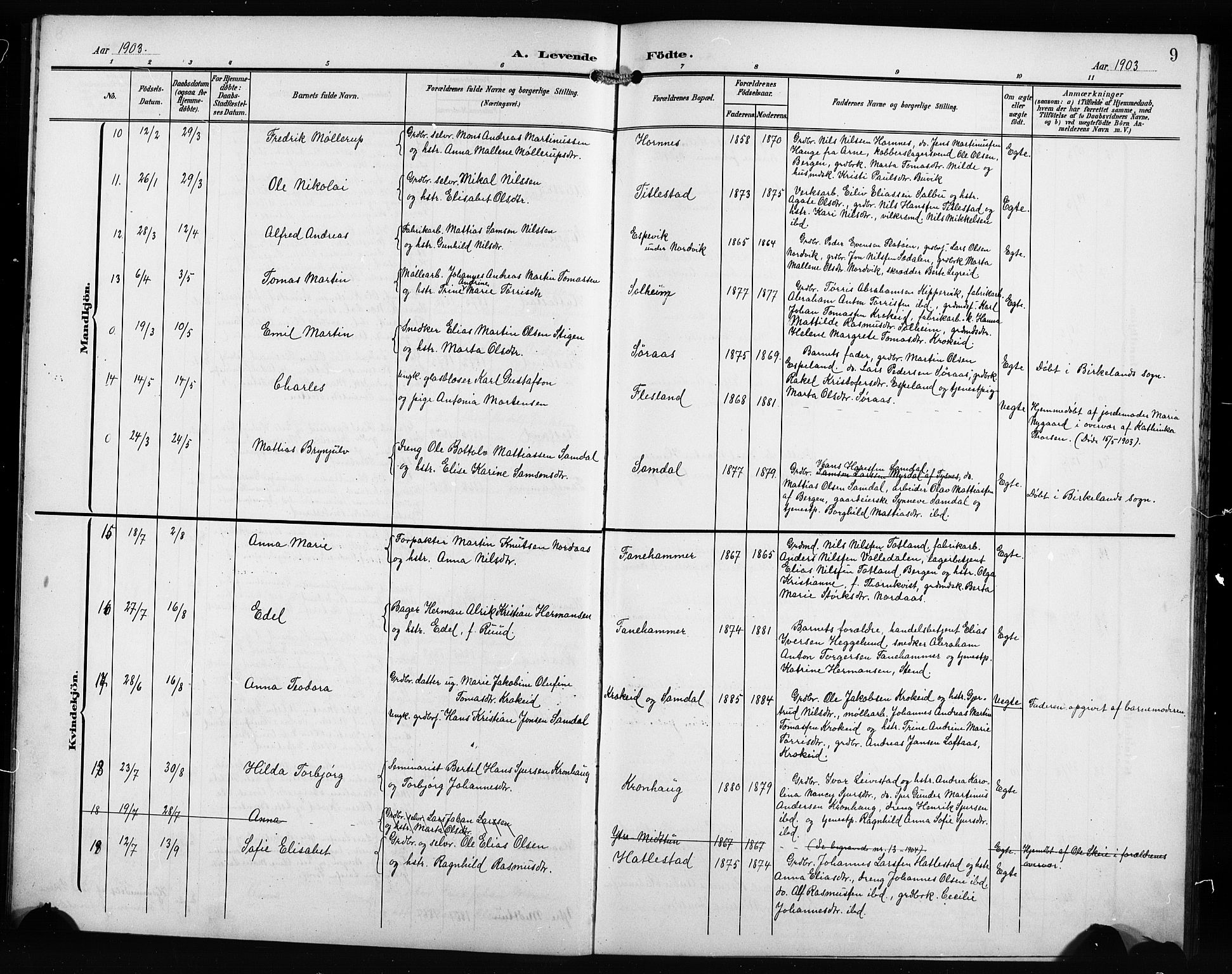 Fana Sokneprestembete, AV/SAB-A-75101/H/Hab/Haba/L0004: Parish register (copy) no. A 4, 1902-1912, p. 9