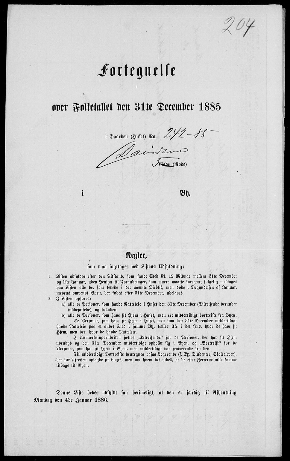 RA, 1885 census for 0101 Fredrikshald, 1885, p. 443