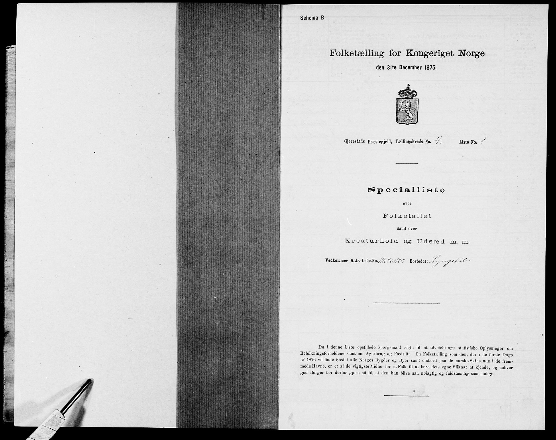 SAK, 1875 census for 0911P Gjerstad, 1875, p. 390