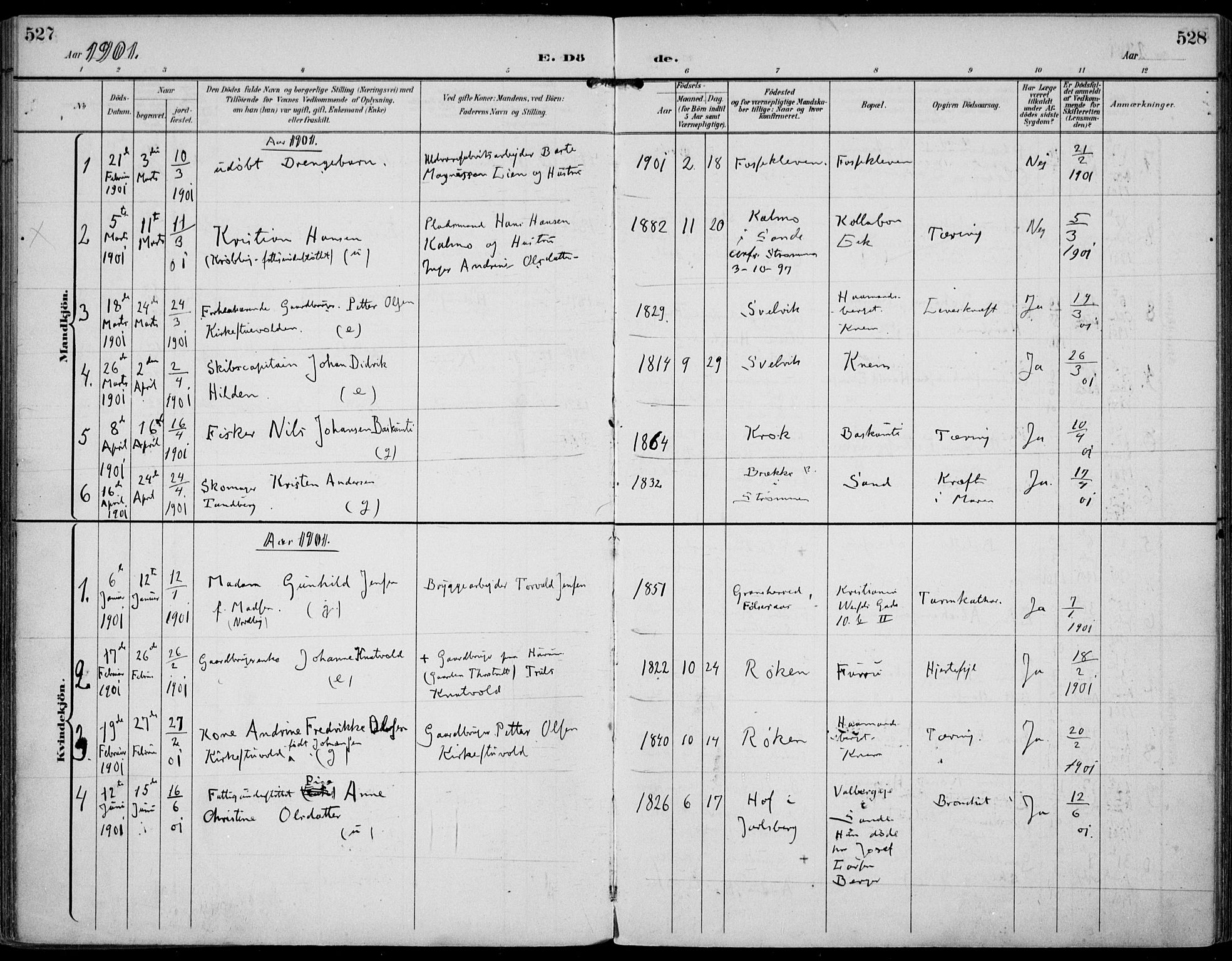 Strømm kirkebøker, AV/SAKO-A-322/F/Fa/L0005: Parish register (official) no. I 5, 1898-1919, p. 527-528