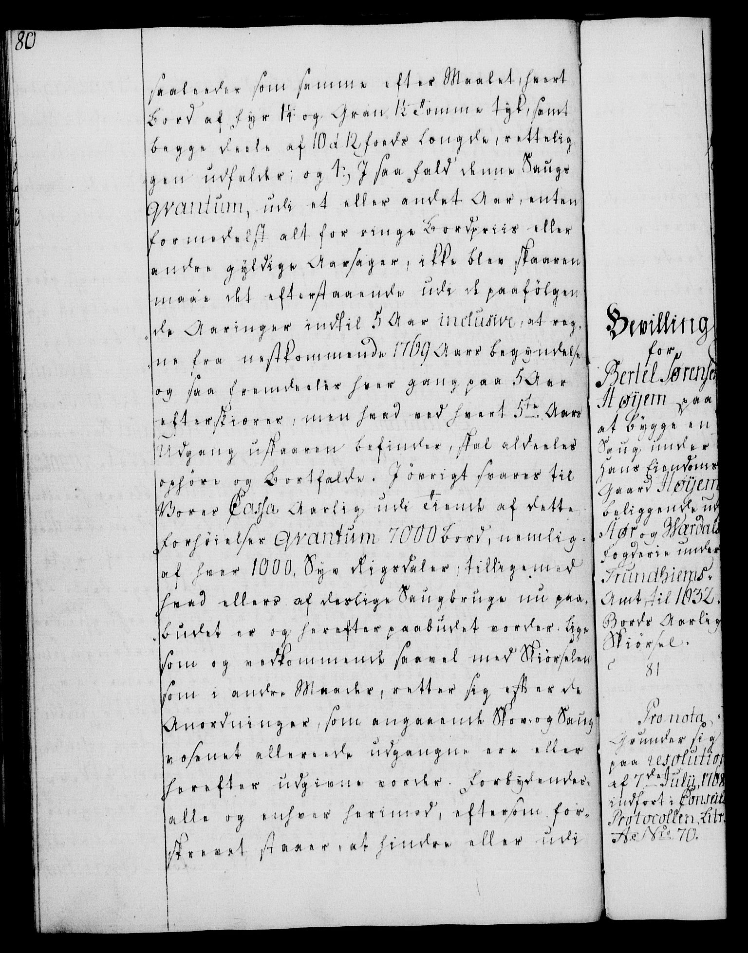 Rentekammeret, Kammerkanselliet, RA/EA-3111/G/Gg/Gga/L0008: Norsk ekspedisjonsprotokoll med register (merket RK 53.8), 1768-1771, p. 80