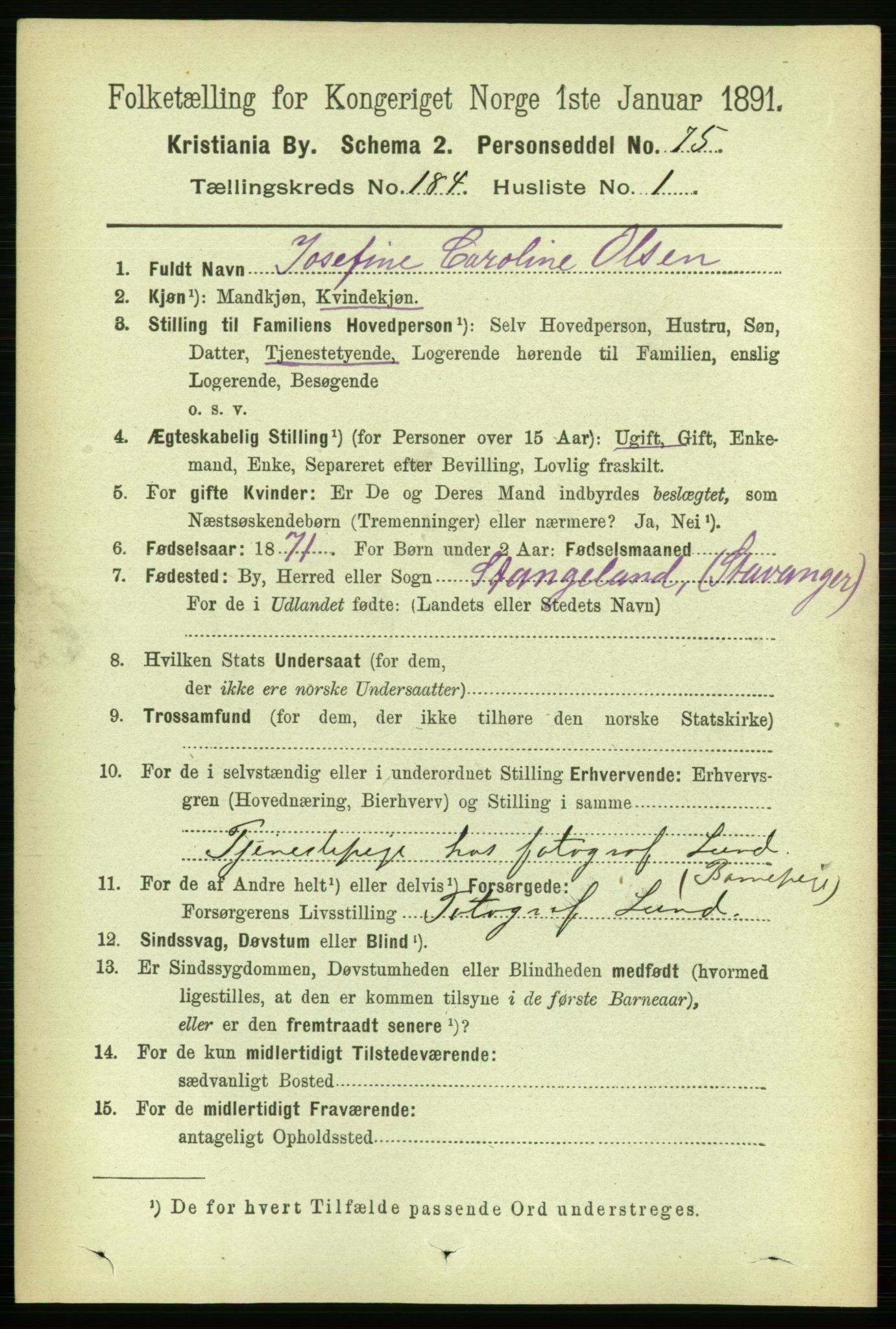 RA, 1891 census for 0301 Kristiania, 1891, p. 109957