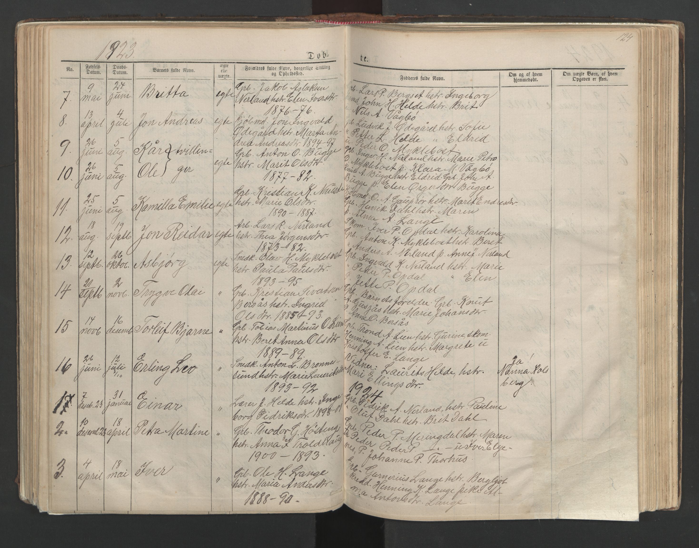 Ministerialprotokoller, klokkerbøker og fødselsregistre - Møre og Romsdal, AV/SAT-A-1454/554/L0645: Parish register (copy) no. 554C02, 1867-1946, p. 124