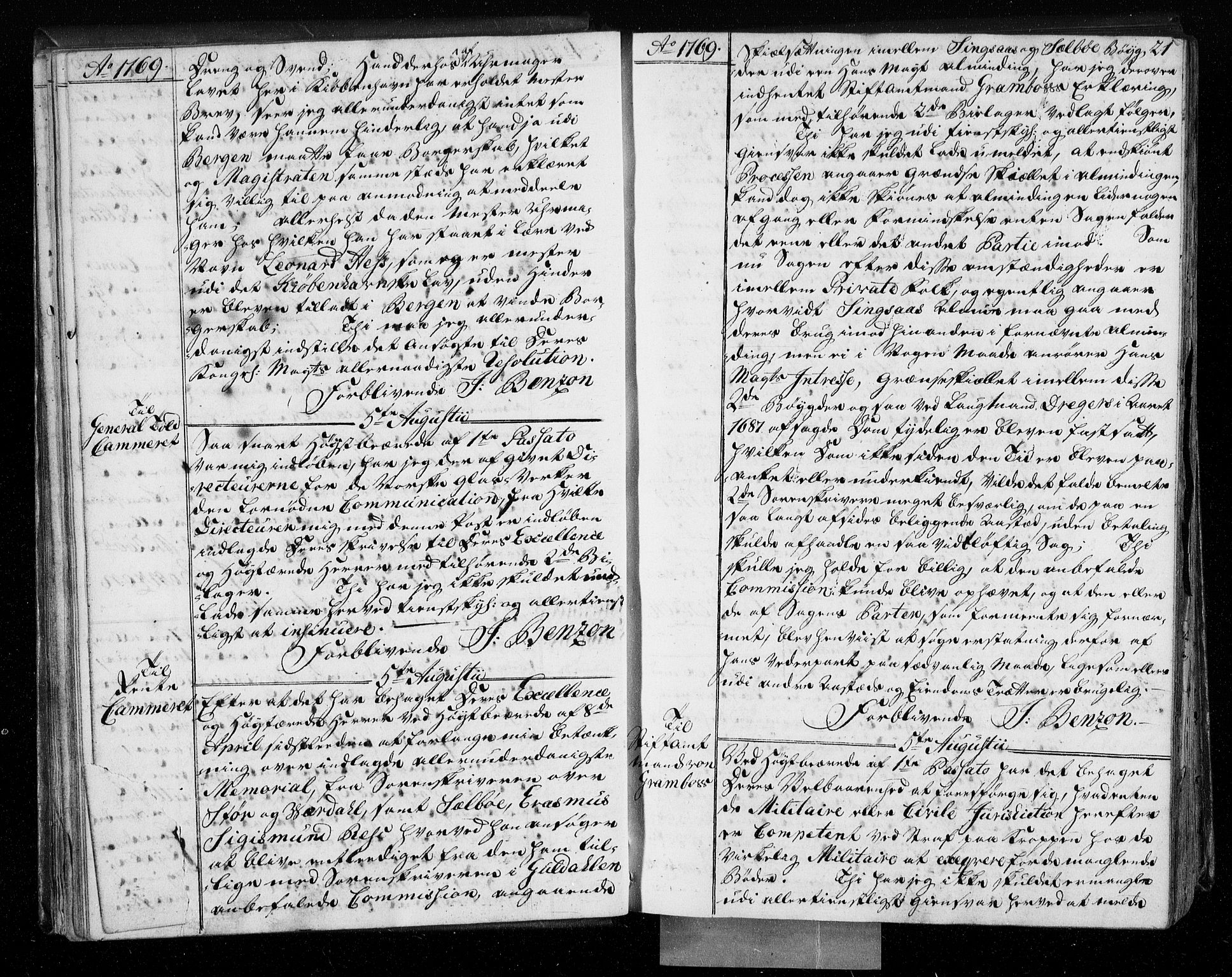 Stattholderembetet 1572-1771, AV/RA-EA-2870/Bf/L0008: Stattholderprotokoll (allmenn kopibok), 1769-1770, p. 20b-21a