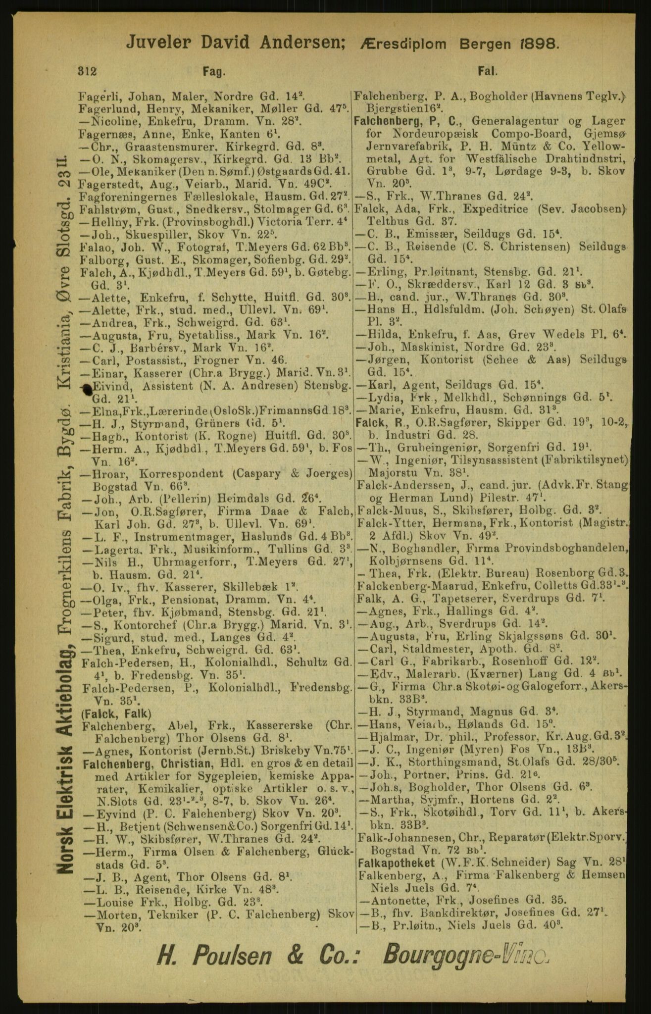 Kristiania/Oslo adressebok, PUBL/-, 1900, p. 312